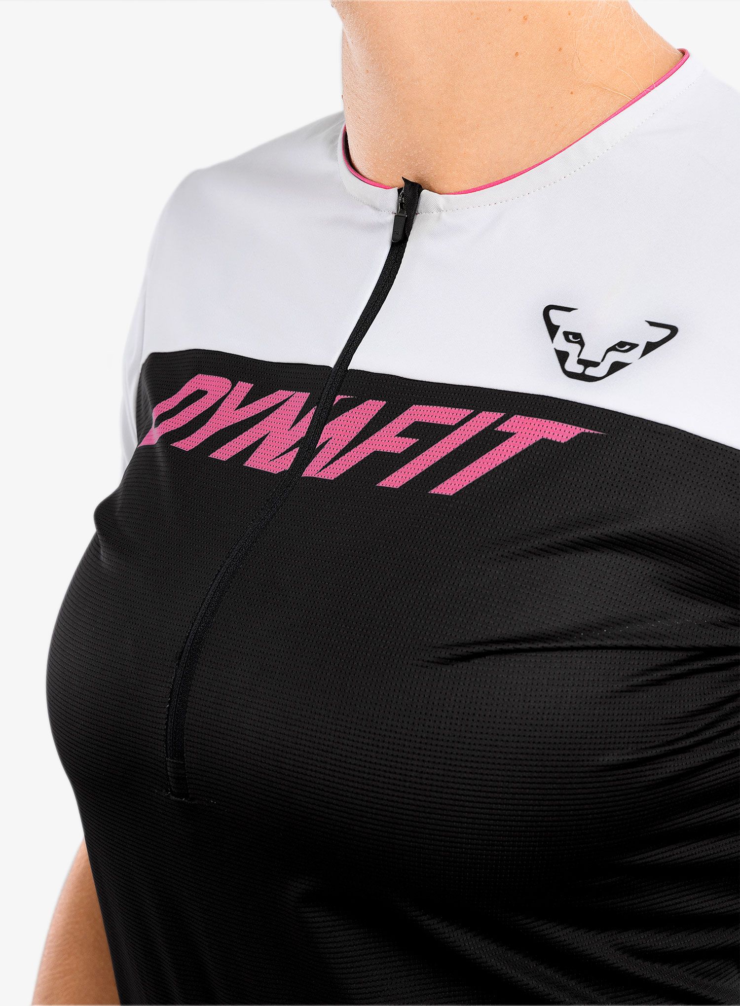 Ženska kolesarska majica Dynafit Ride Light 1/2 Zip S/S Tee - black out/nimbus