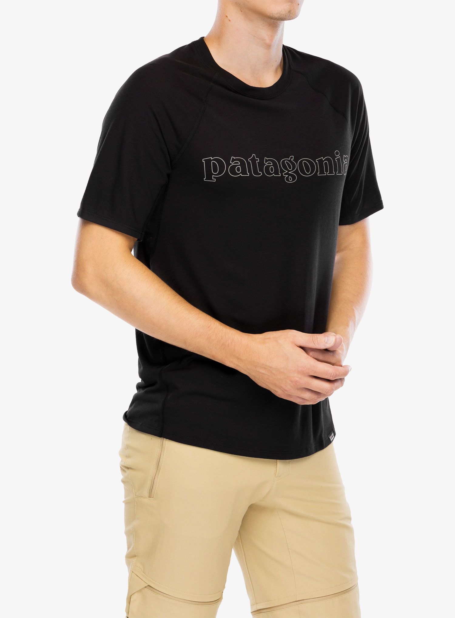 Športna majica Patagonia Cap Cool Trail Graphic Shirt - outline text black