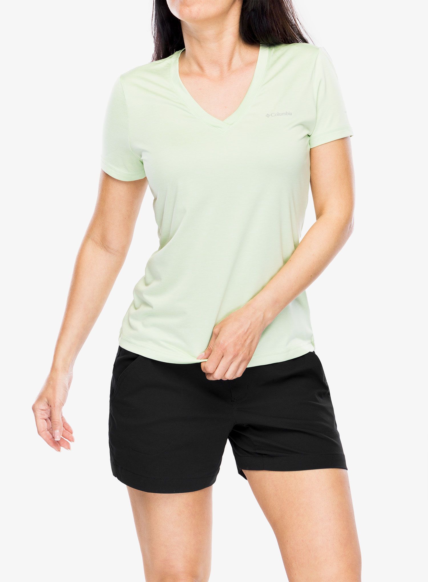 Ženska športna majica Columbia Hike S/S V Neck - sage leaf heather