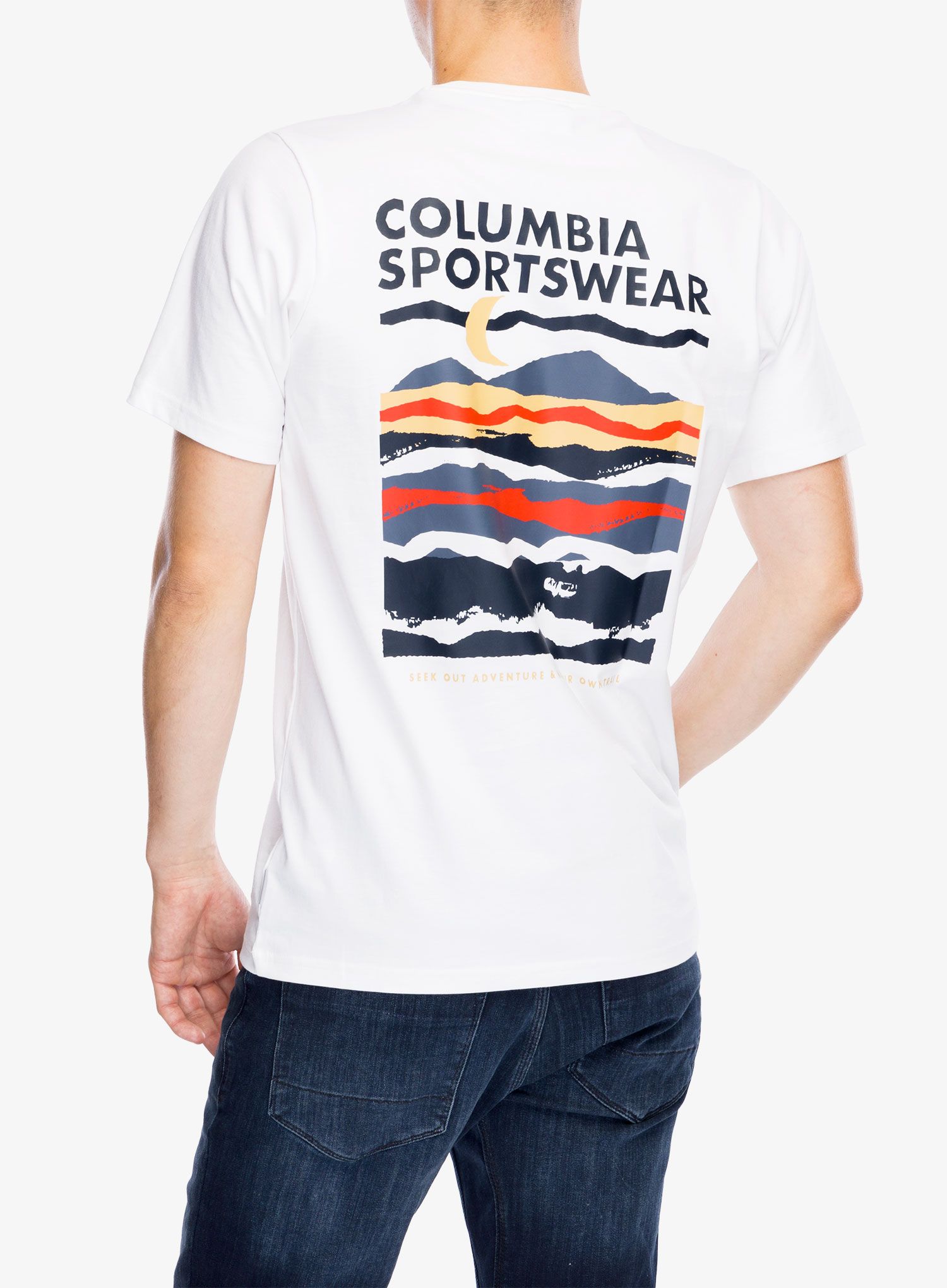 Majica s potiskom Columbia Explorers Canyon Back S/S Tee - white/torn moonscape