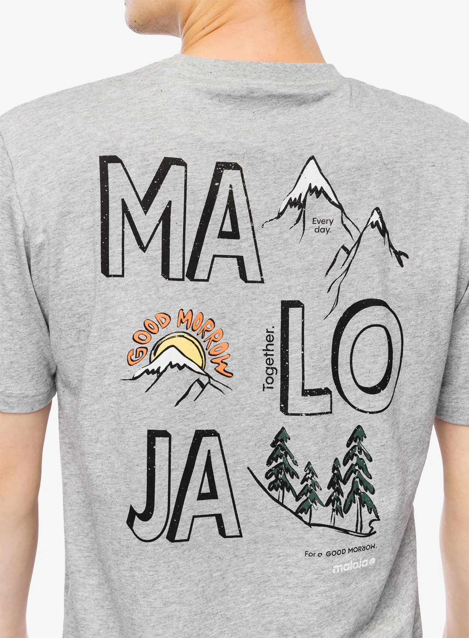 Majica s potiskom Maloja Zilbodeli - grey melange