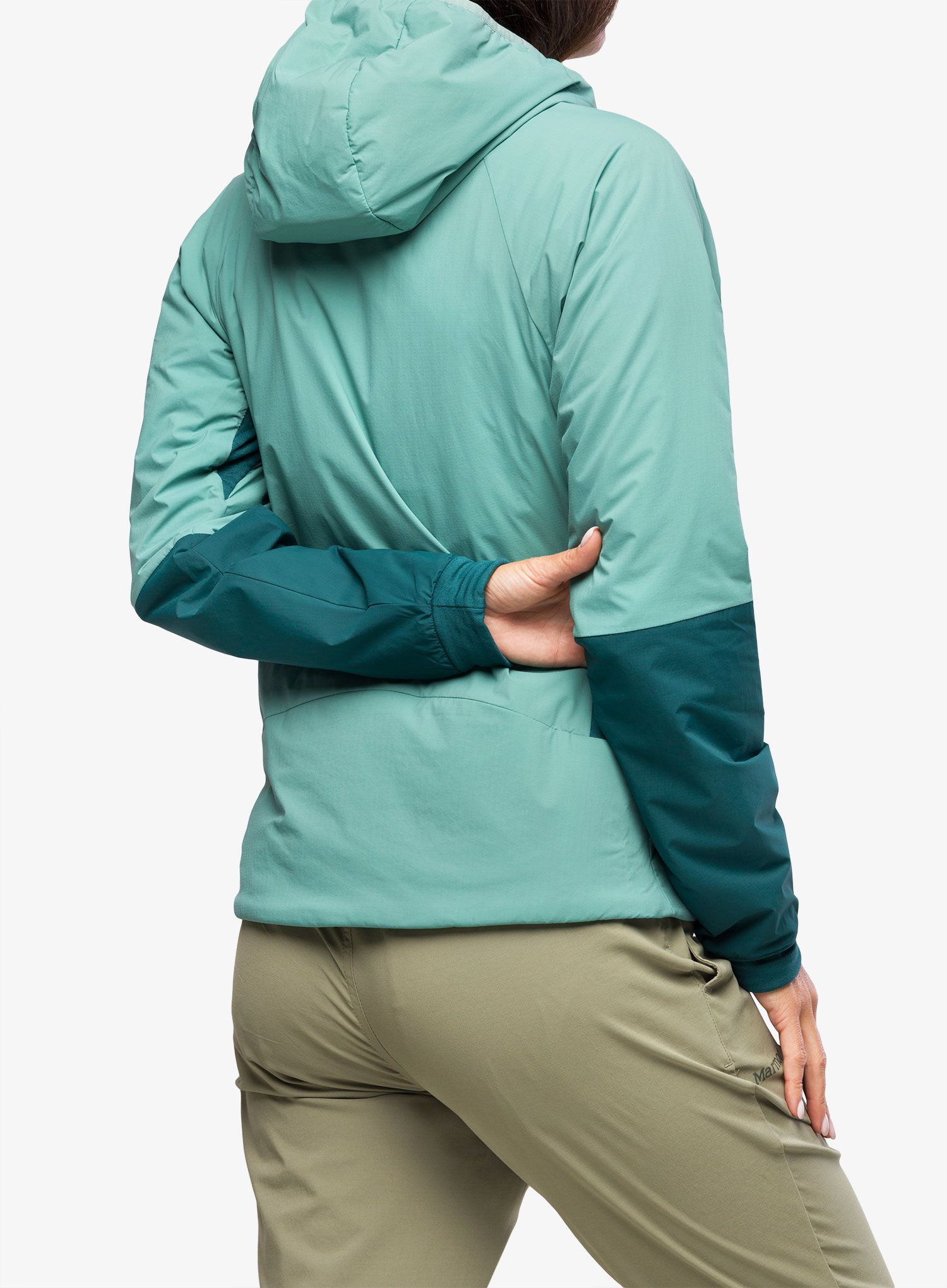Ženska hibridna jakna Marmot Novus LT Hybrid Hoody - blue agave/dark jungle