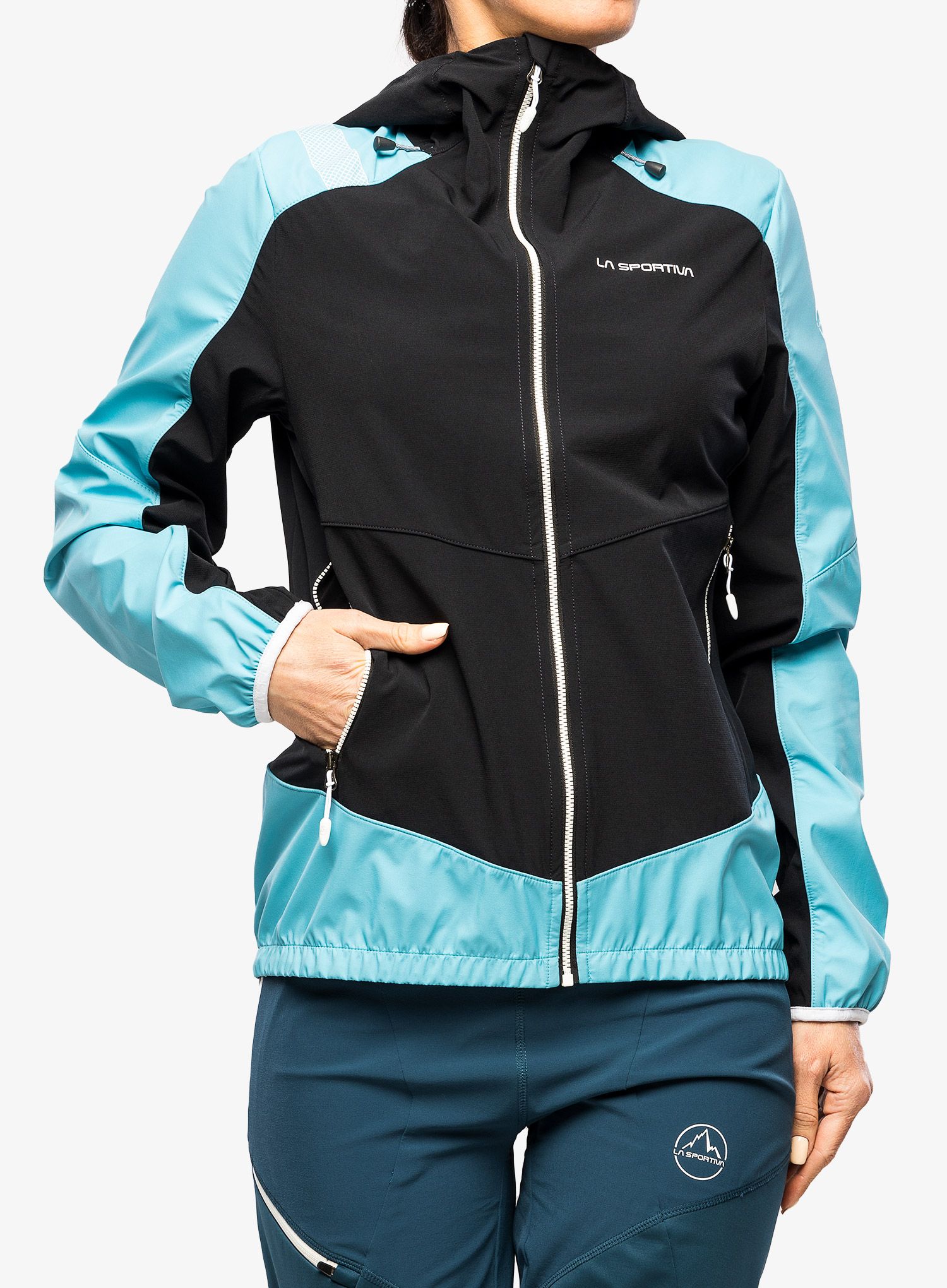 Ženski softshell La Sportiva Aequilibrium Softshell Jacket  - black/malibu blue