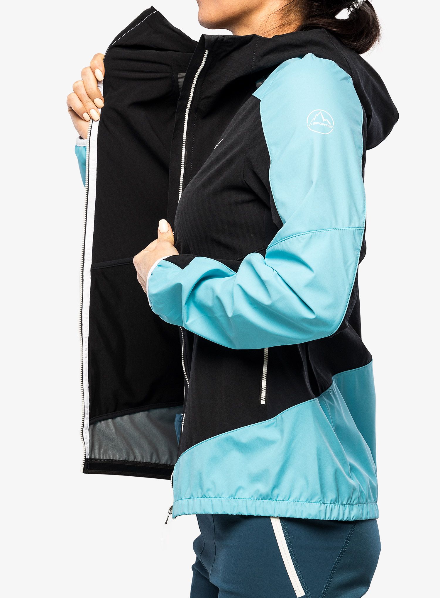 Ženski softshell La Sportiva Aequilibrium Softshell Jacket  - black/malibu blue