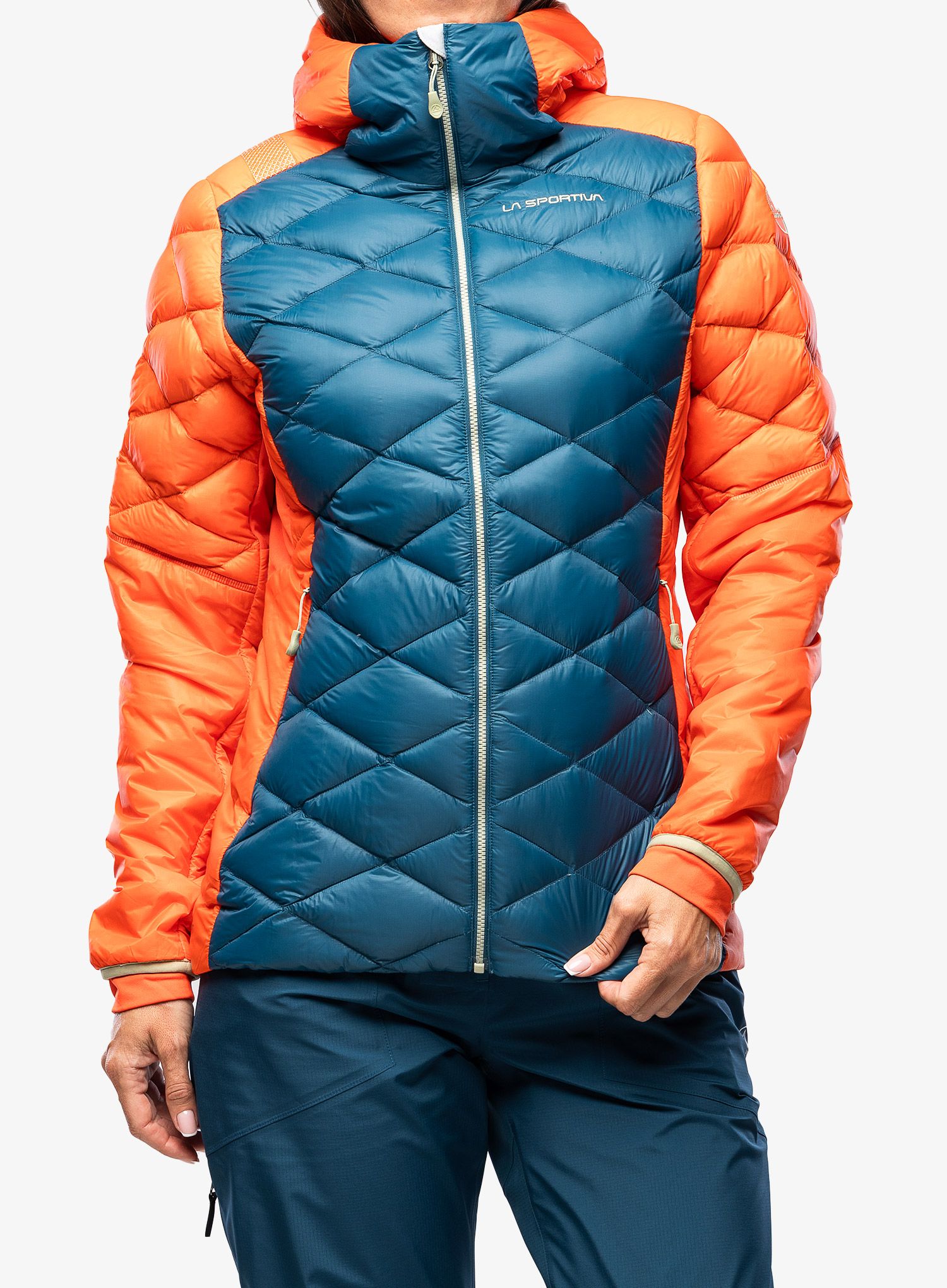 Puhovka La Sportiva Aiguille Down Jkt - storm blue/cherry tomato