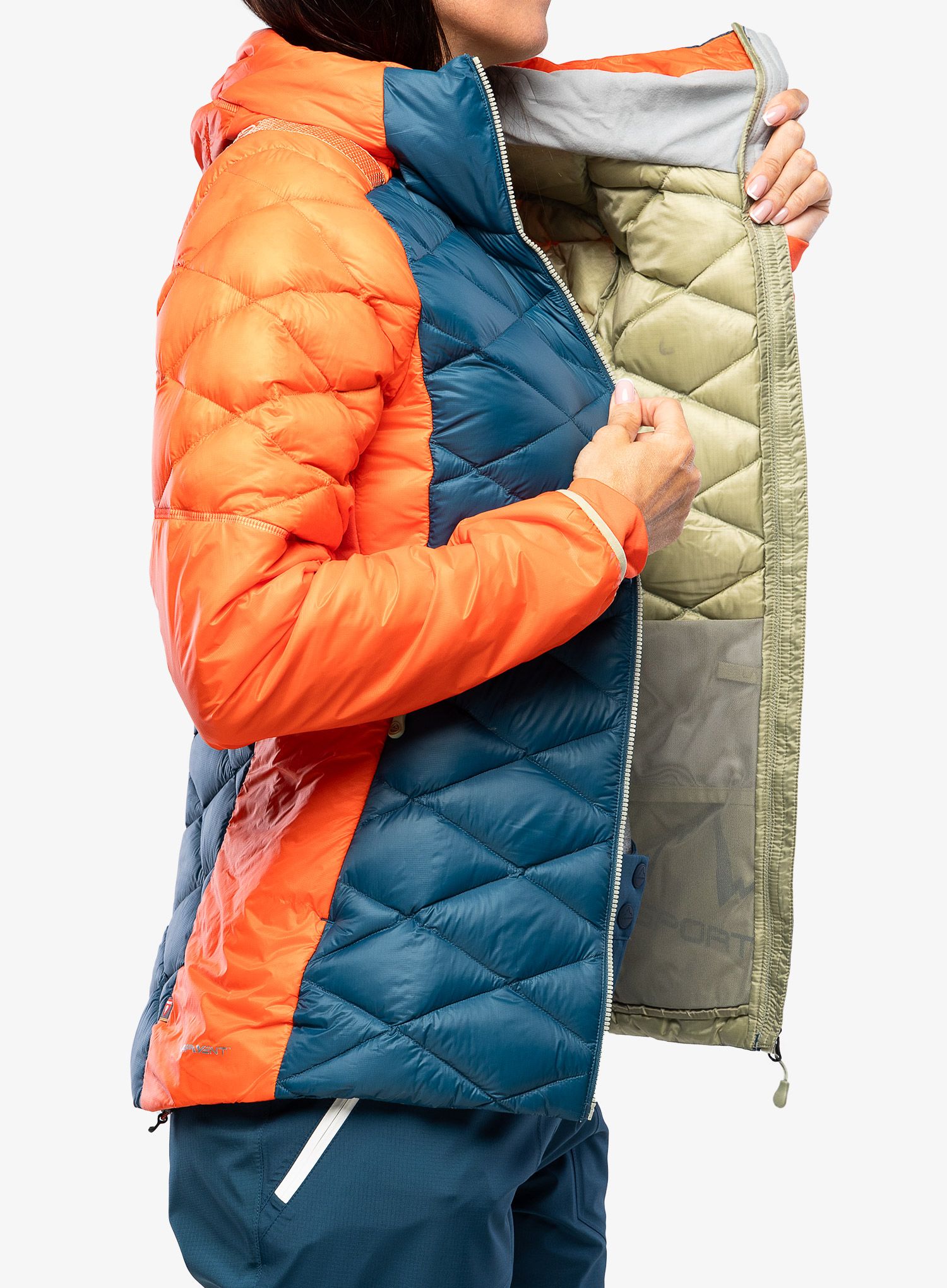 Puhovka La Sportiva Aiguille Down Jkt - storm blue/cherry tomato