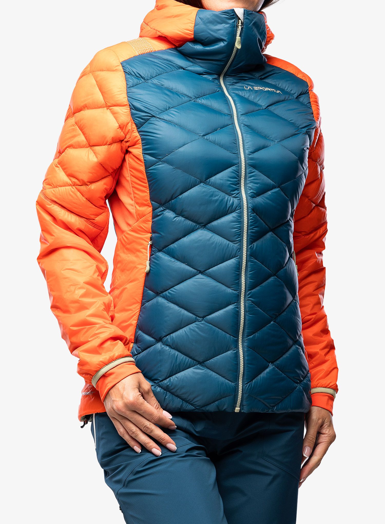 Puhovka La Sportiva Aiguille Down Jkt - storm blue/cherry tomato