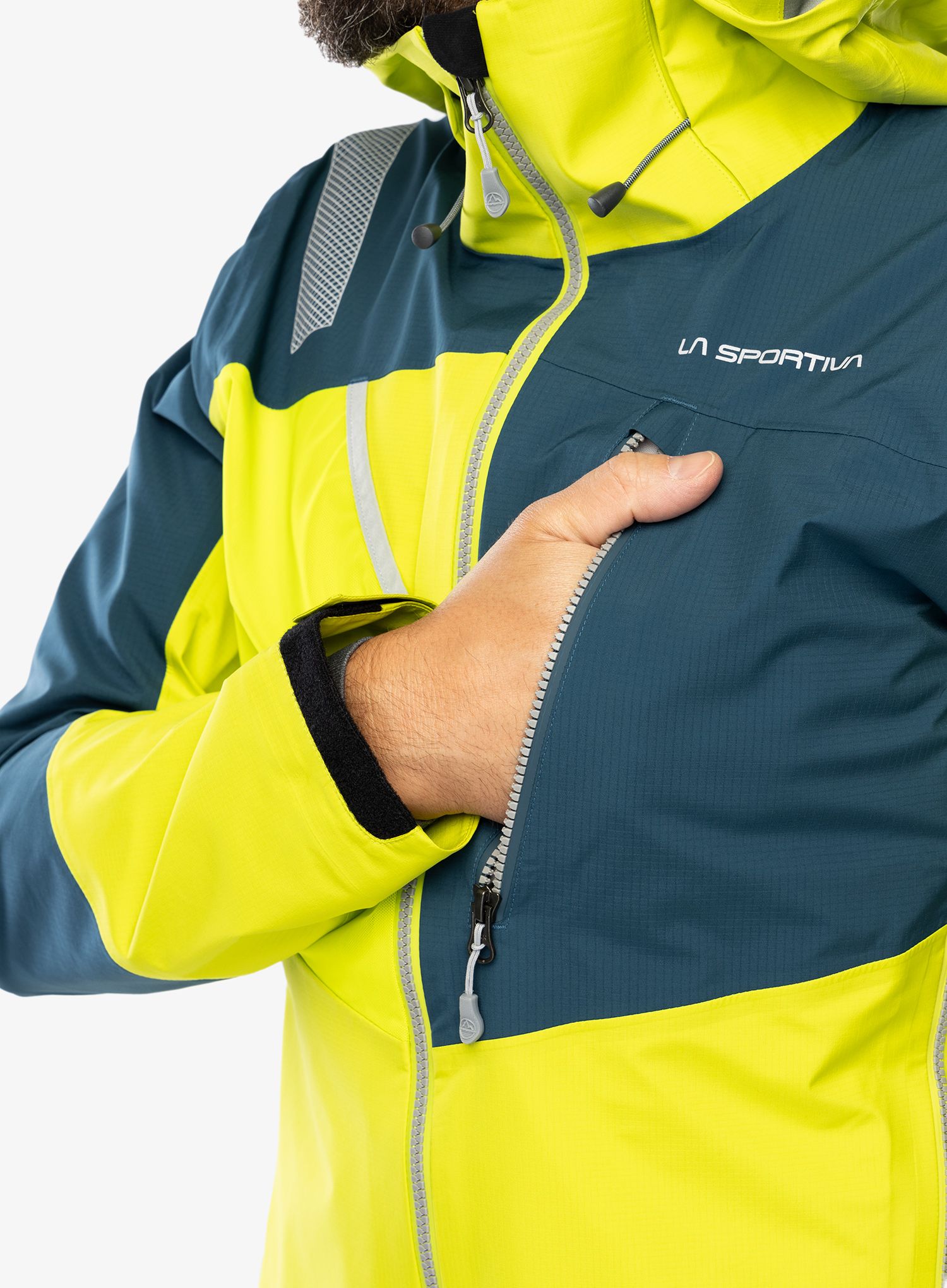 Nepremočljiva jakna La Sportiva Alpine Guide GTX Jacket - lime punch/storm blue