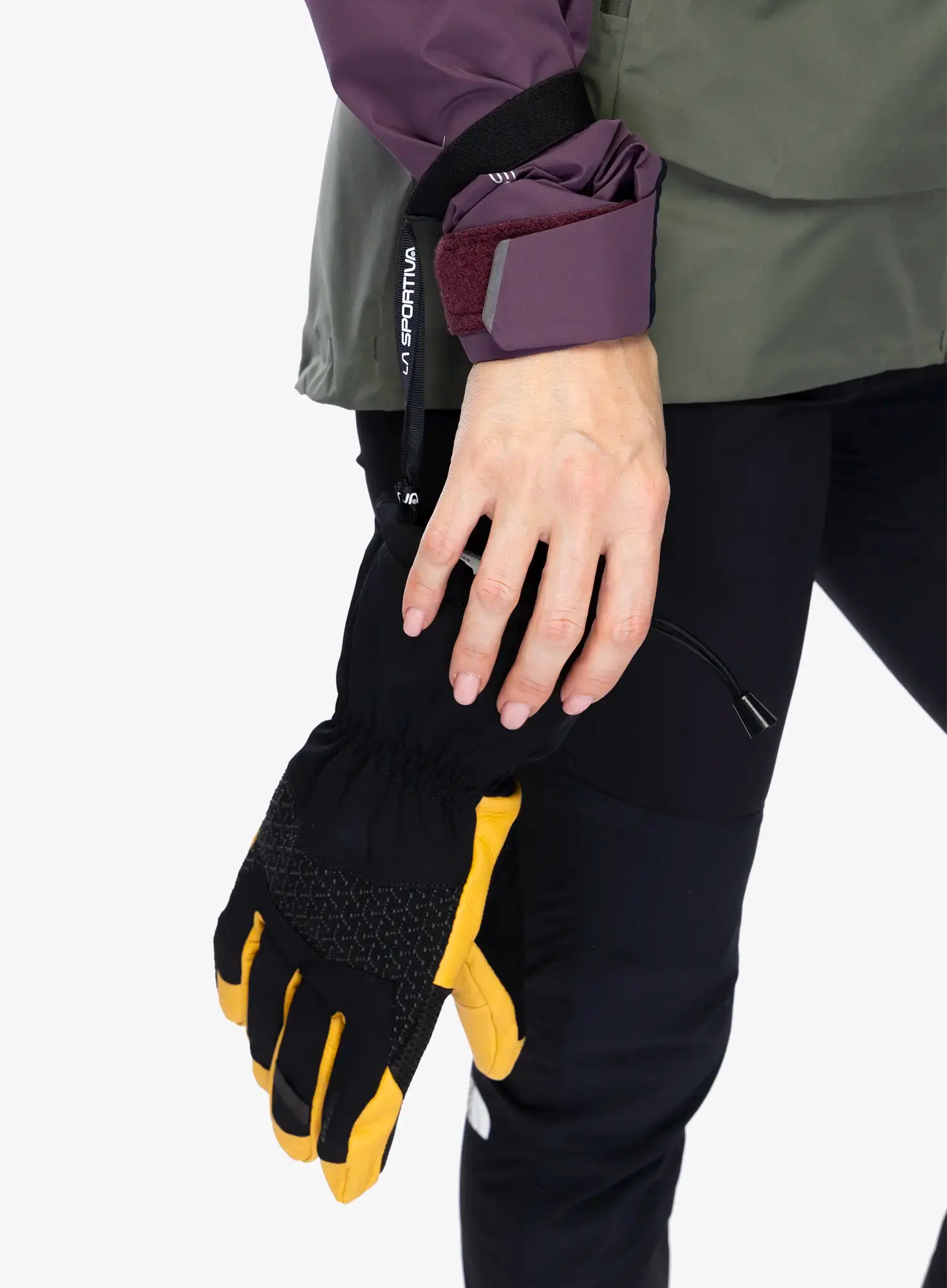 Pohodniške rokavice La Sportiva Alpine Guide Leather Gloves - black/cedar
