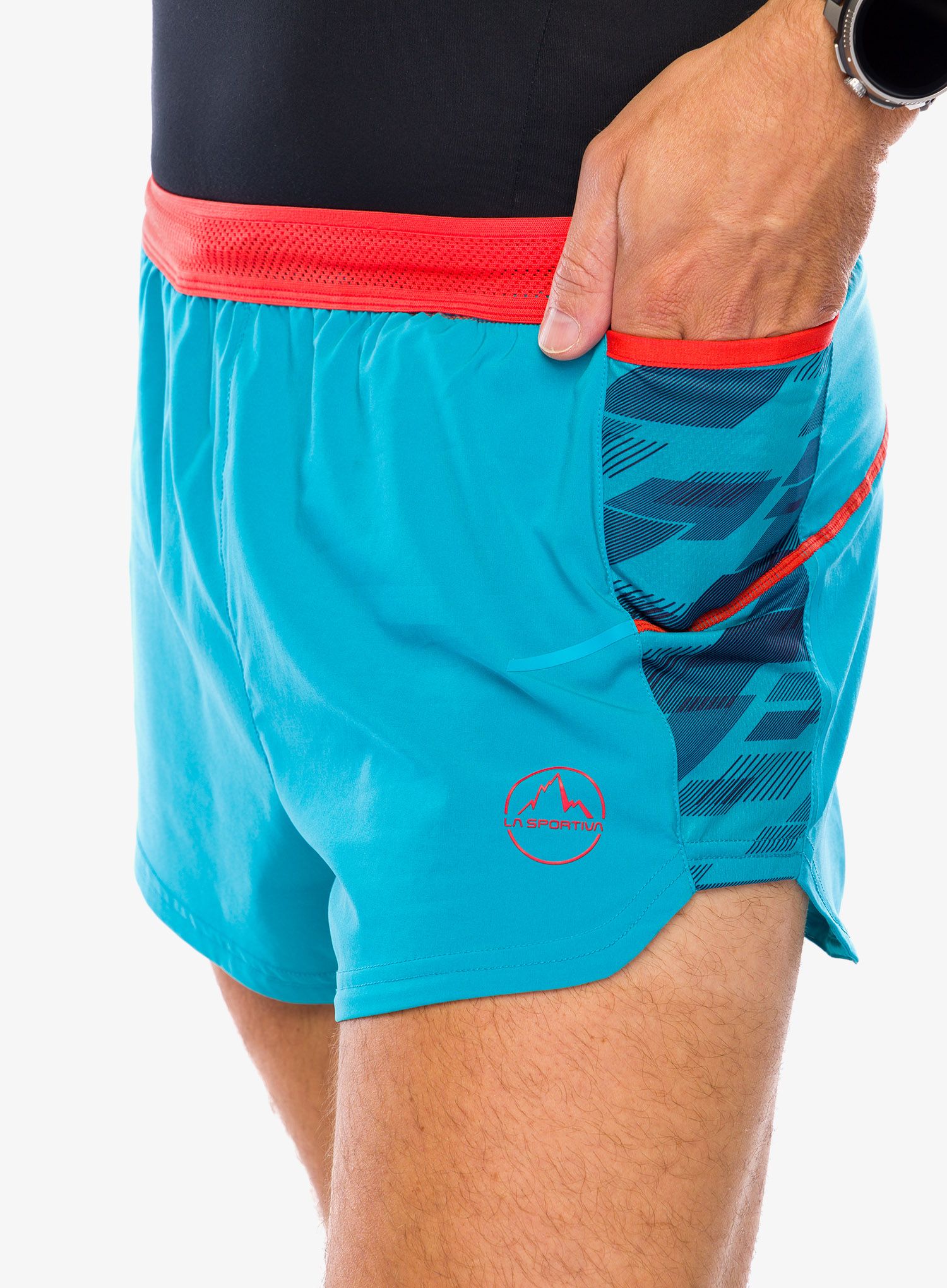 Tekaške kratke hlače La Sportiva Auster Short - tropic blue/cherry tomato