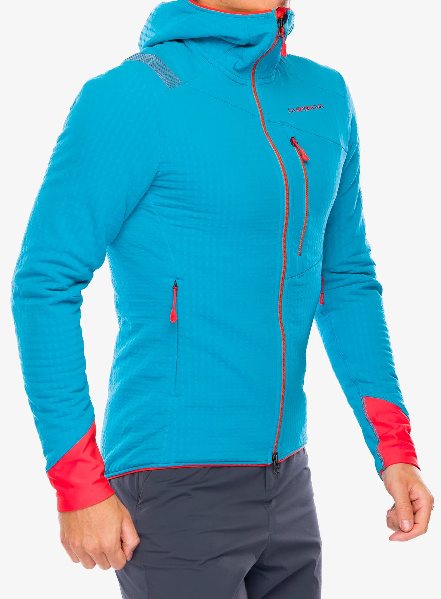 Flis La Sportiva Bristen Thermal Hoody - tropic blue/cherry tomato