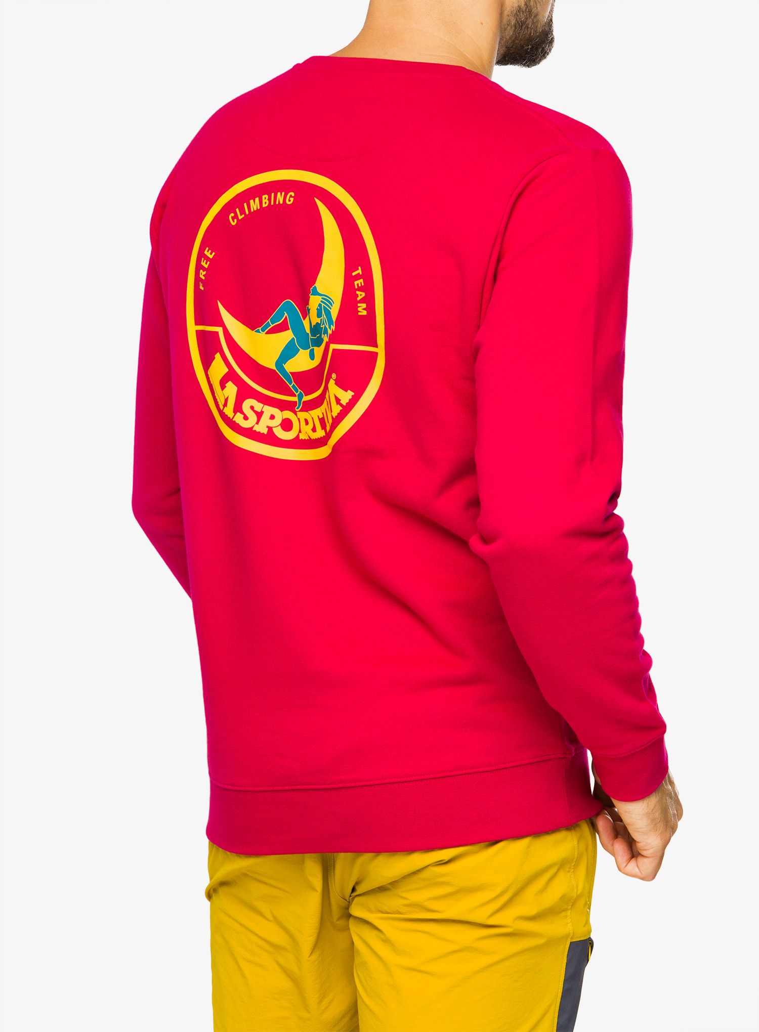 Puloverji brez kapuce La Sportiva Climbing on the Moon Sweatshirt - fucsia/giallo