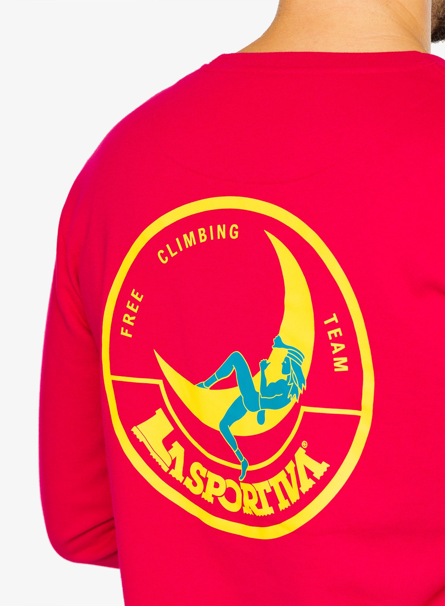 Puloverji brez kapuce La Sportiva Climbing on the Moon Sweatshirt - fucsia/giallo