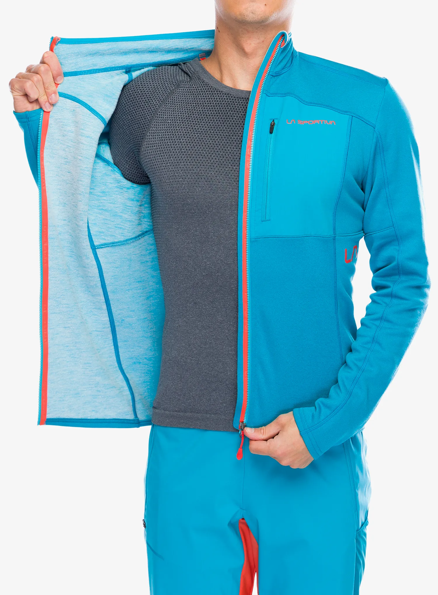 Jopica na zadrgo La Sportiva Elements Jacket - tropic blue/cherry tomato