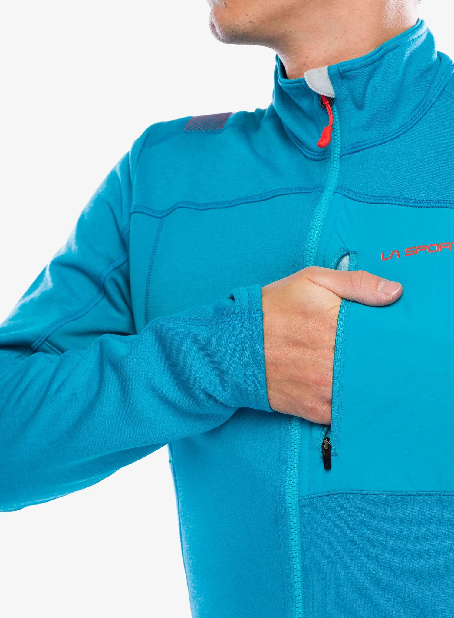 Jopica na zadrgo La Sportiva Elements Jacket - tropic blue/cherry tomato