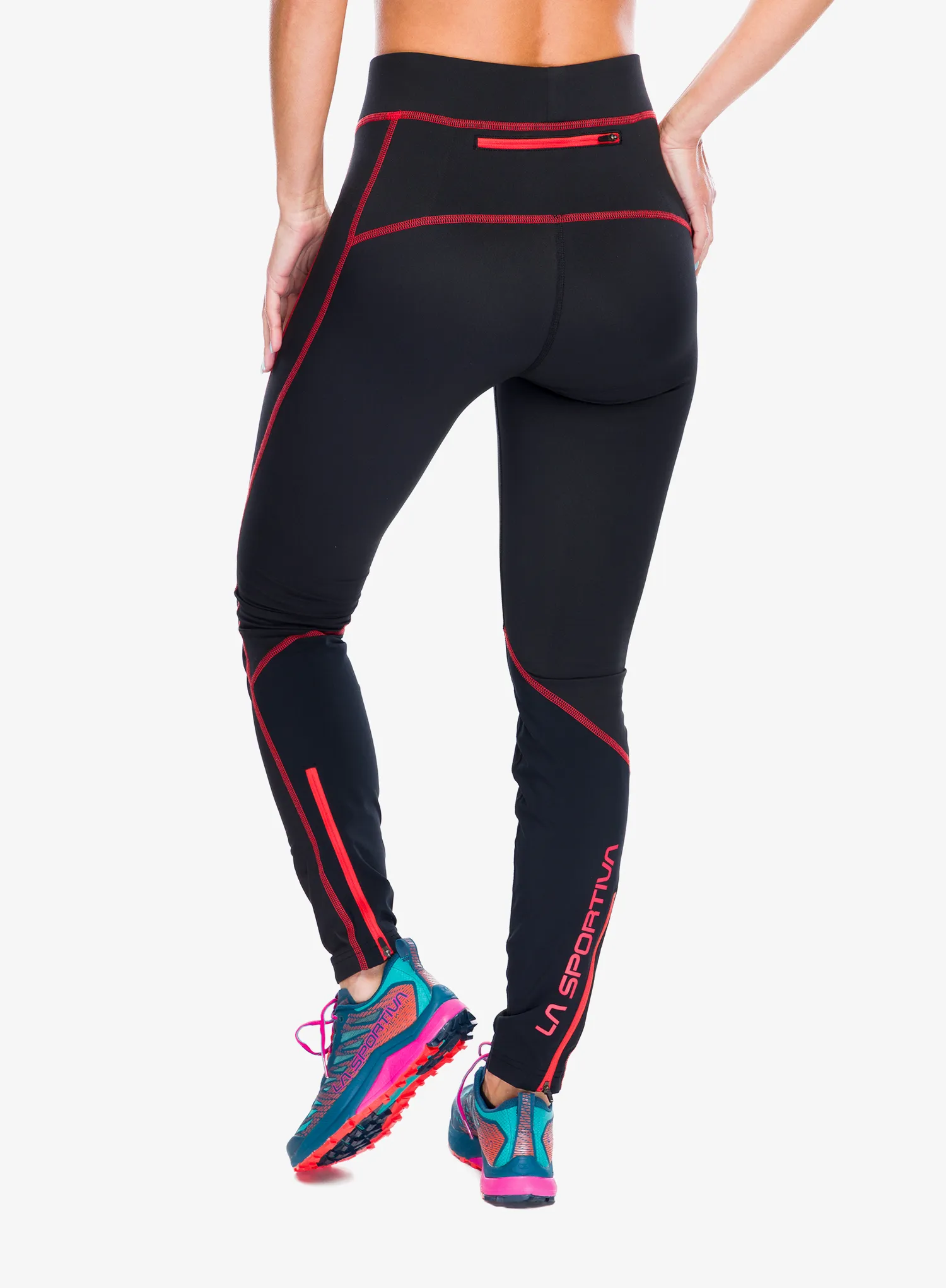 Ženske tekaške pajkice La Sportiva Instant Pant - black/cherry tomato