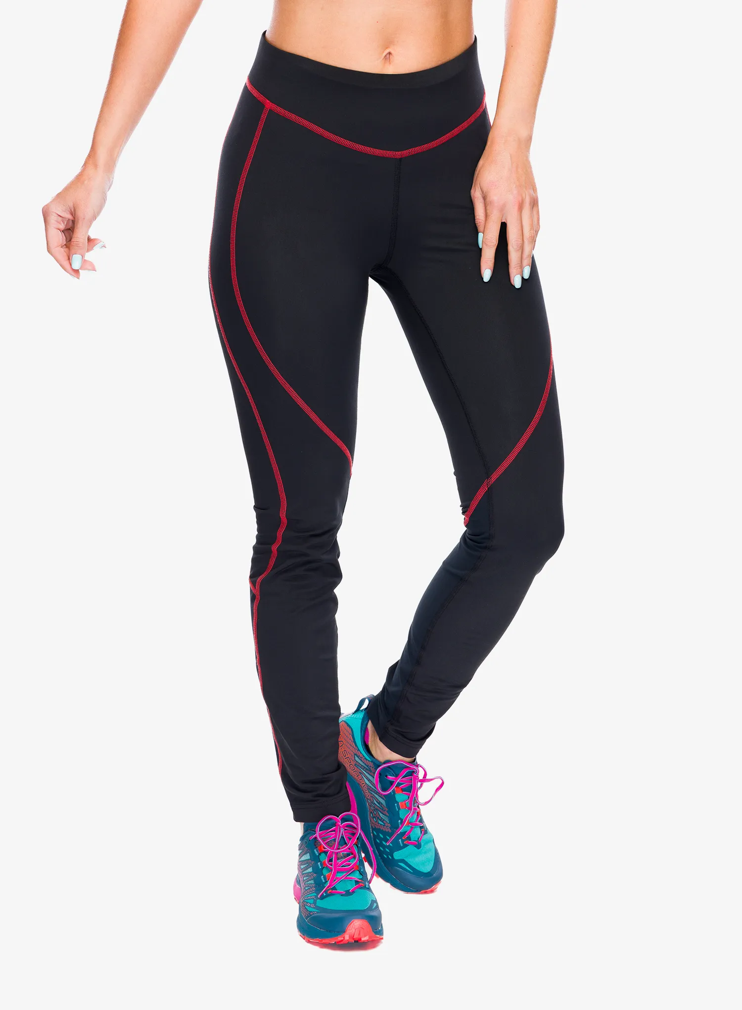 Ženske tekaške pajkice La Sportiva Instant Pant - black/cherry tomato