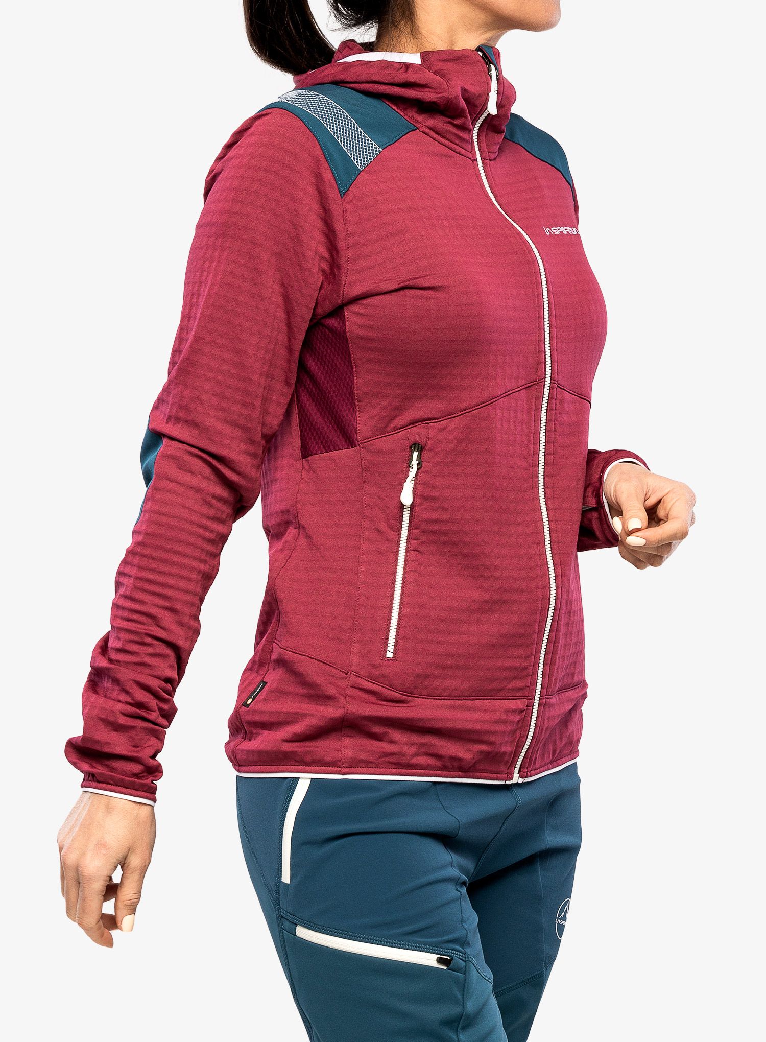Ženska jopa s kapuco La Sportiva Lucendro Thermal Hoody  - red plum/storm blue