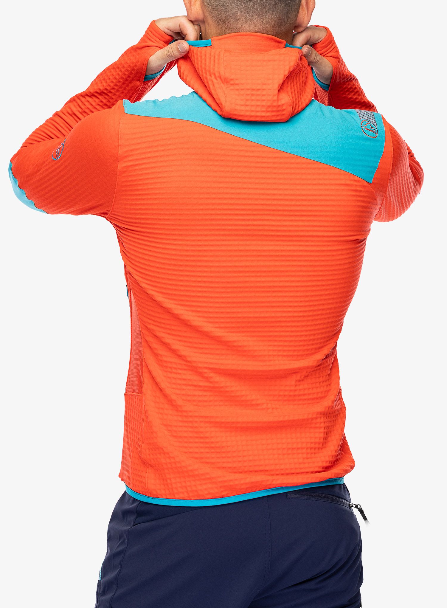 Jopica s kapuco La Sportiva Lucendro Thermal Hoody - cherry tomato/tropic blue