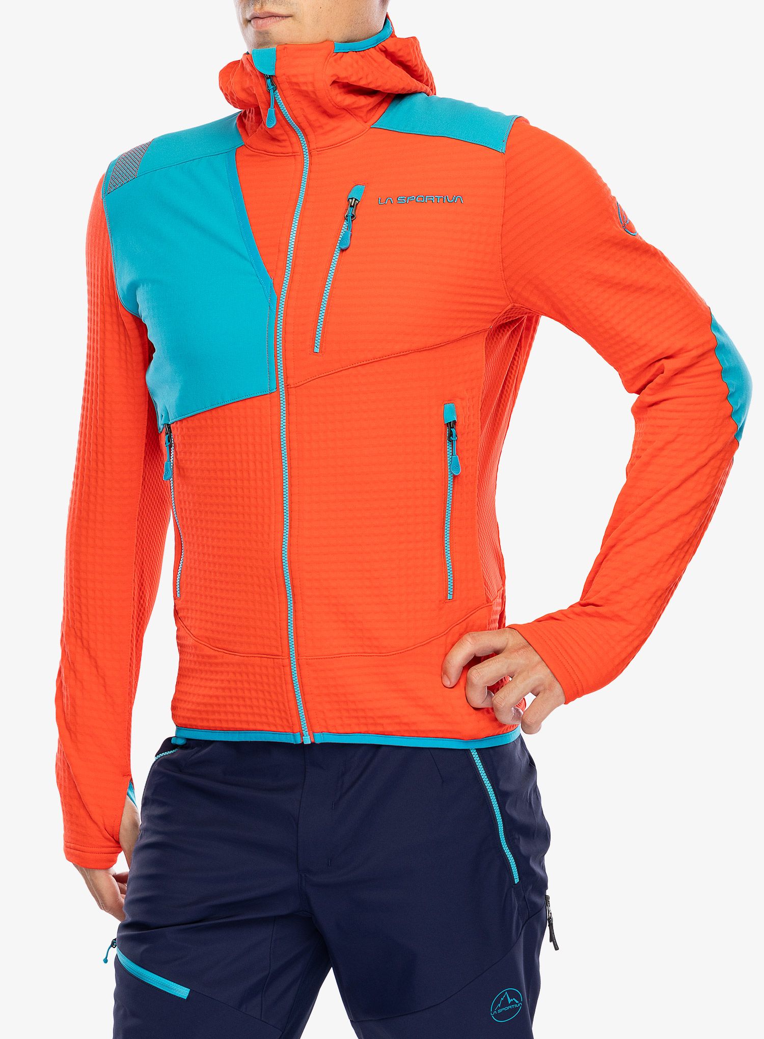 Jopica s kapuco La Sportiva Lucendro Thermal Hoody - cherry tomato/tropic blue