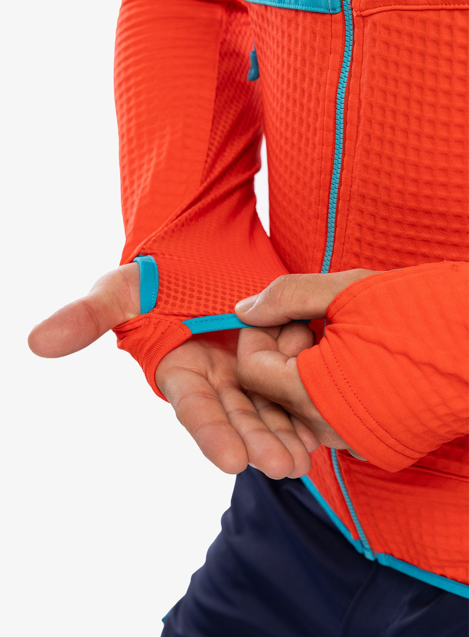 Jopica s kapuco La Sportiva Lucendro Thermal Hoody - cherry tomato/tropic blue