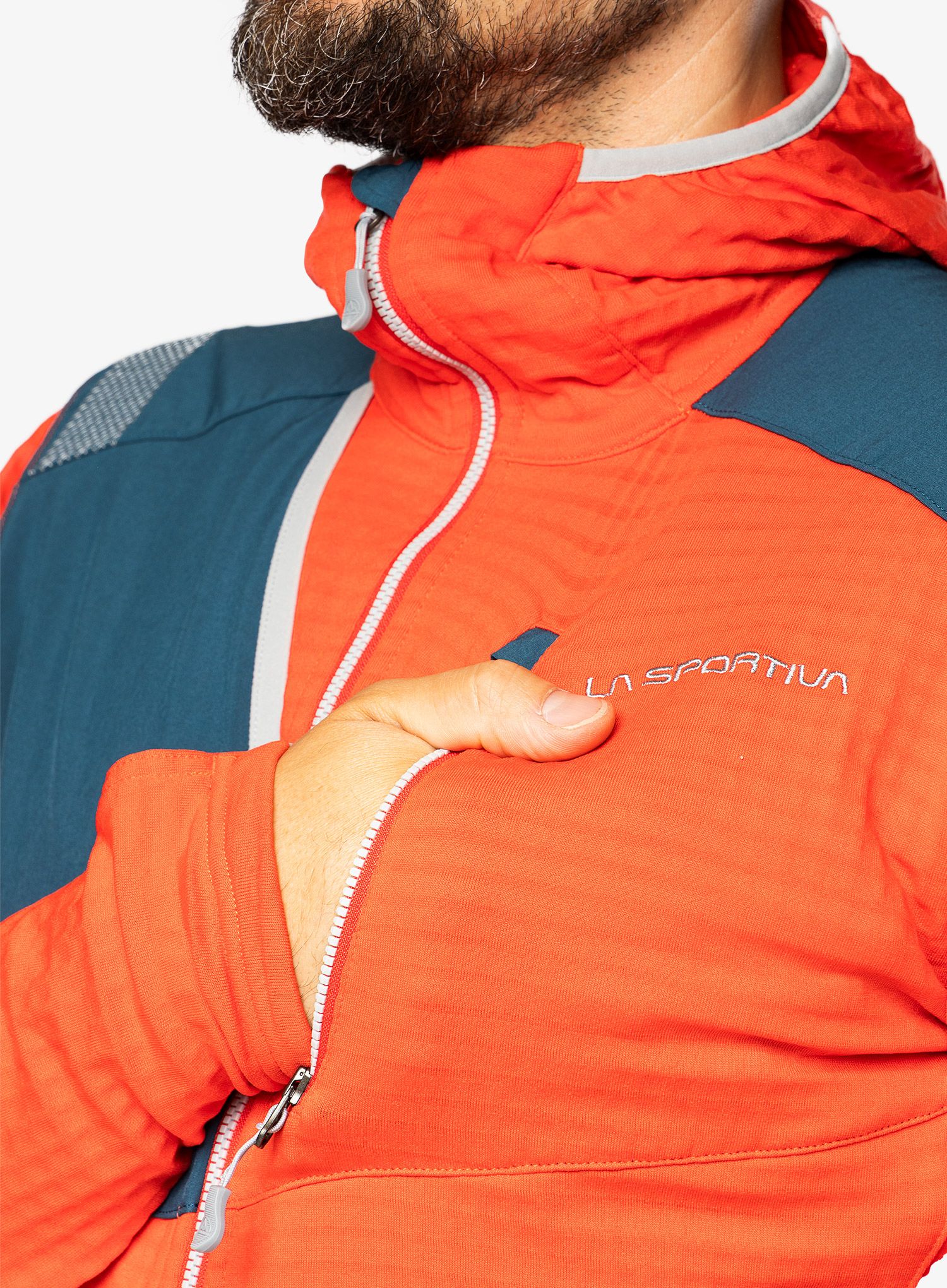 Jopica s kapuco La Sportiva Lucendro Thermal Hoody - poppy/storm blue