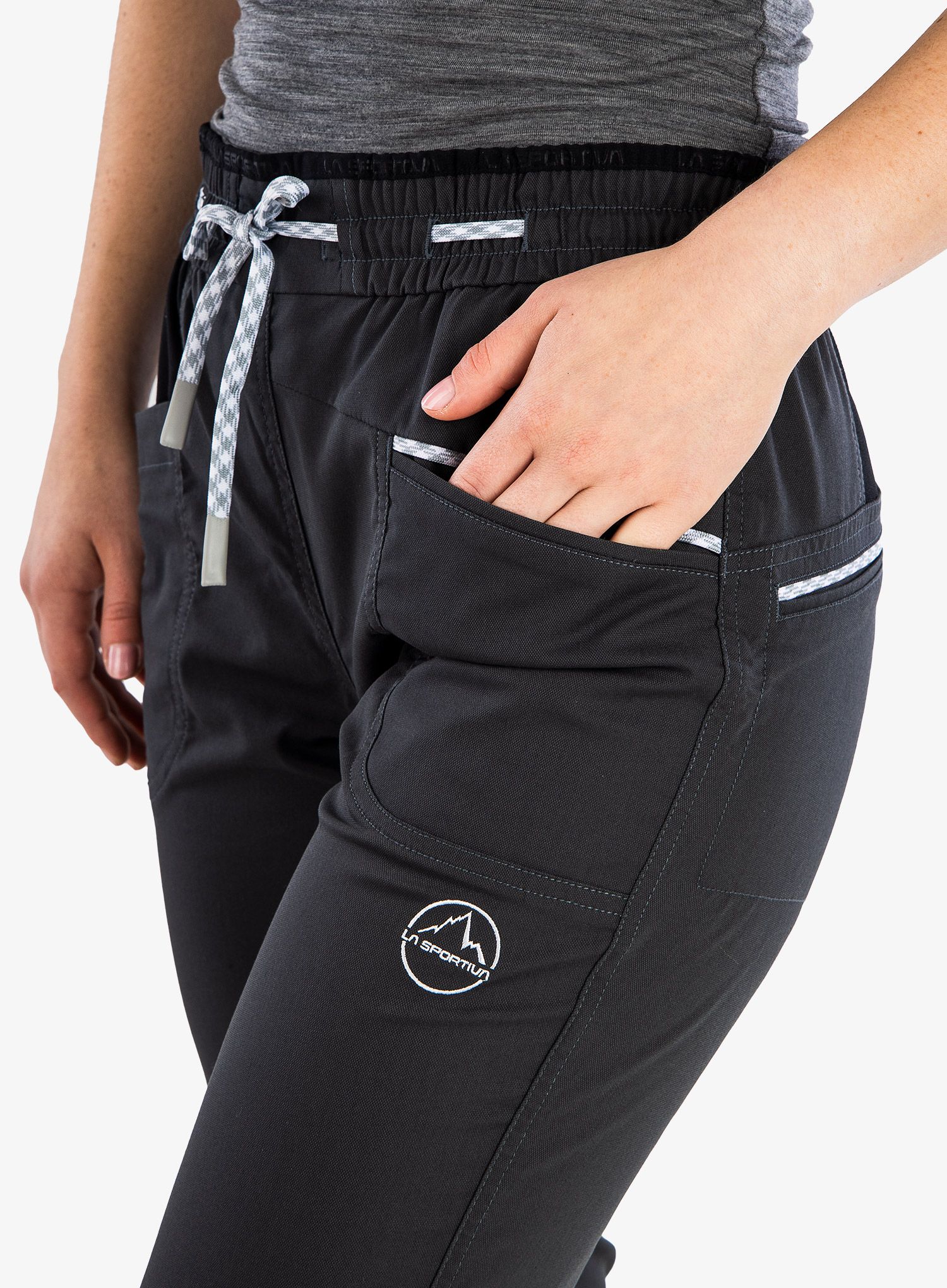 Ženske plezalne hlače La Sportiva Mandala Pant - carbon/black