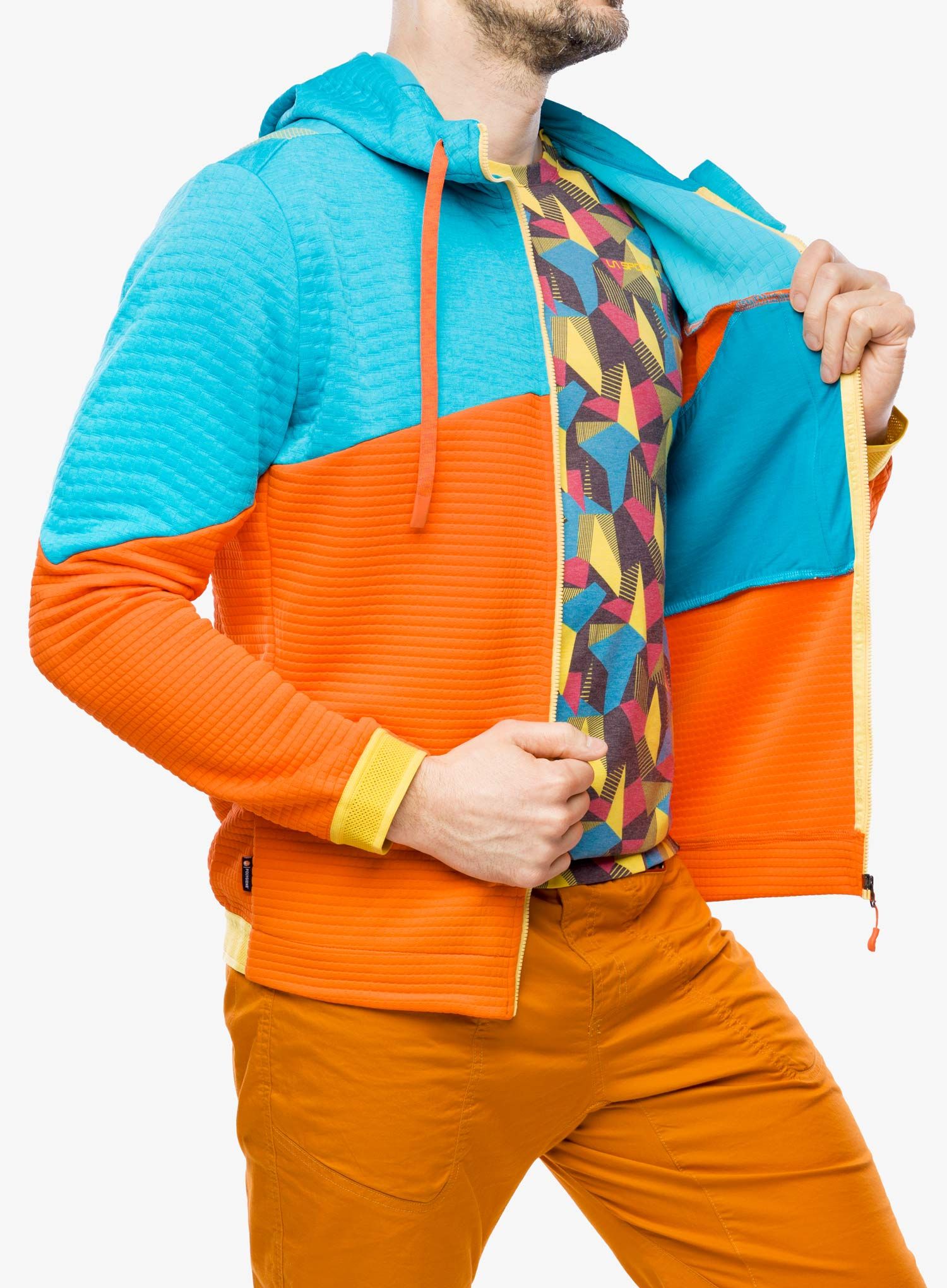 Jopica s kapuco La Sportiva Method Hoody - cherry tomato/tropic blue