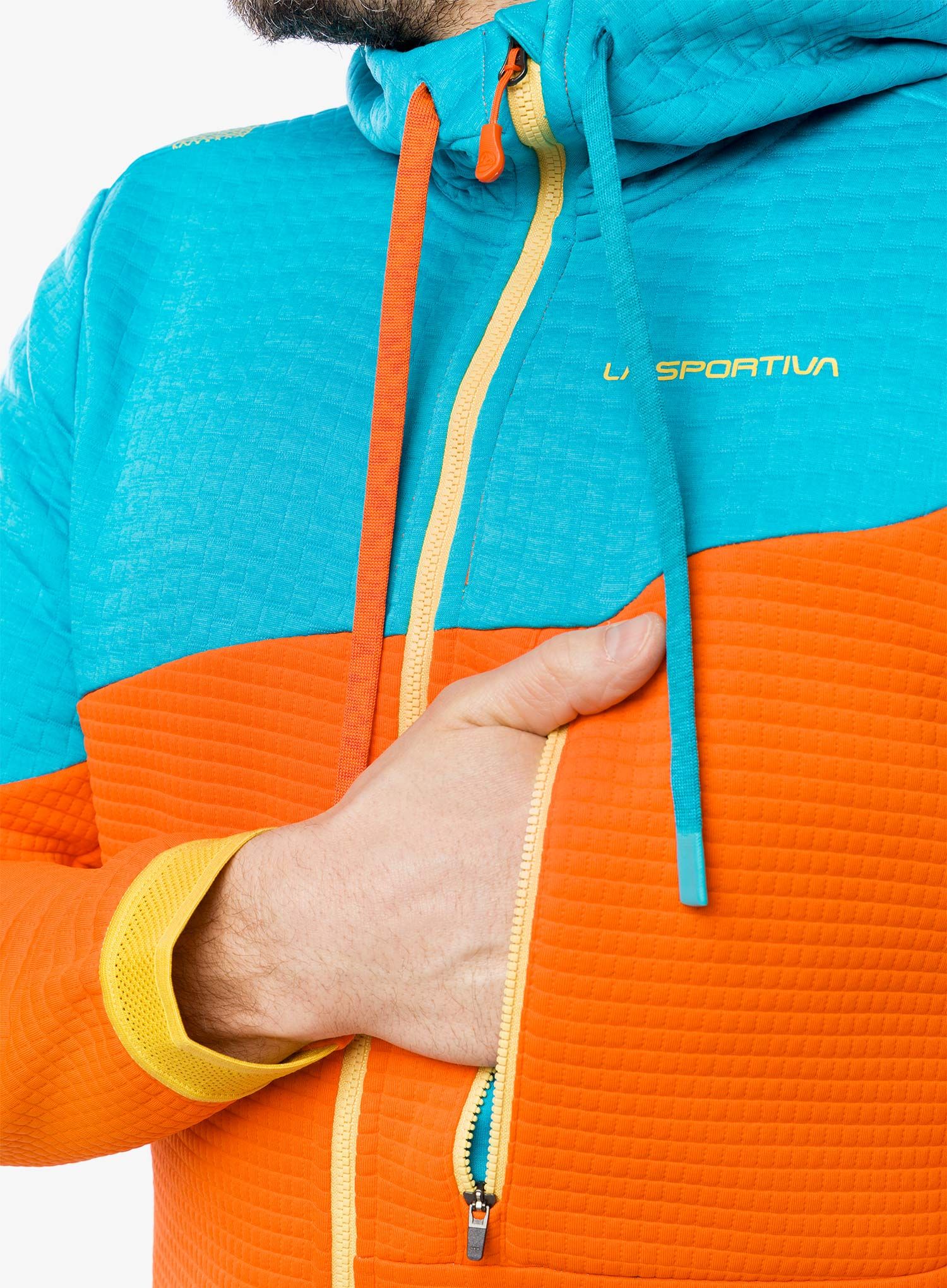 Jopica s kapuco La Sportiva Method Hoody - cherry tomato/tropic blue
