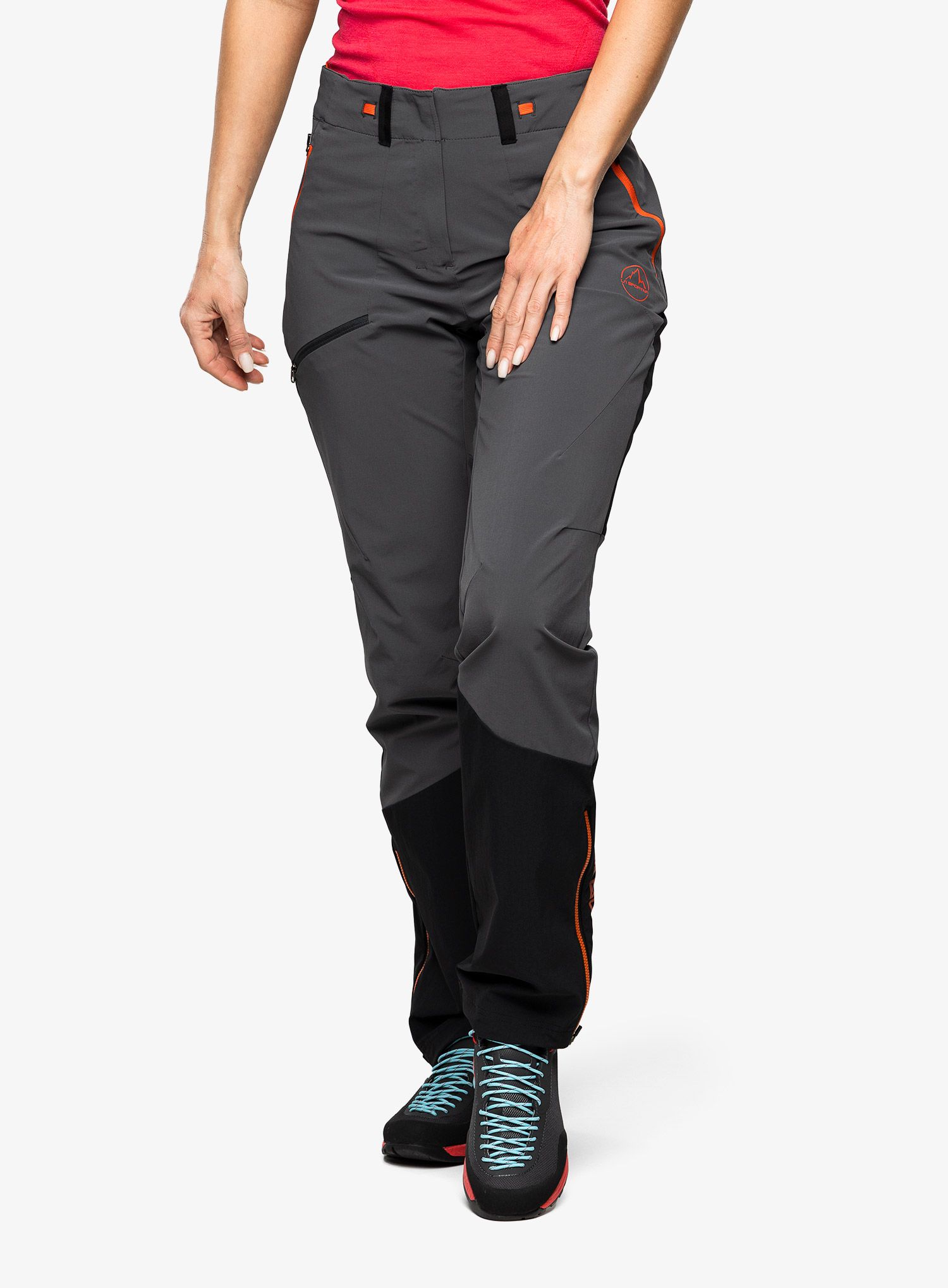 Ženske treking hlače La Sportiva Monument Pant - carbon/cherry tomato