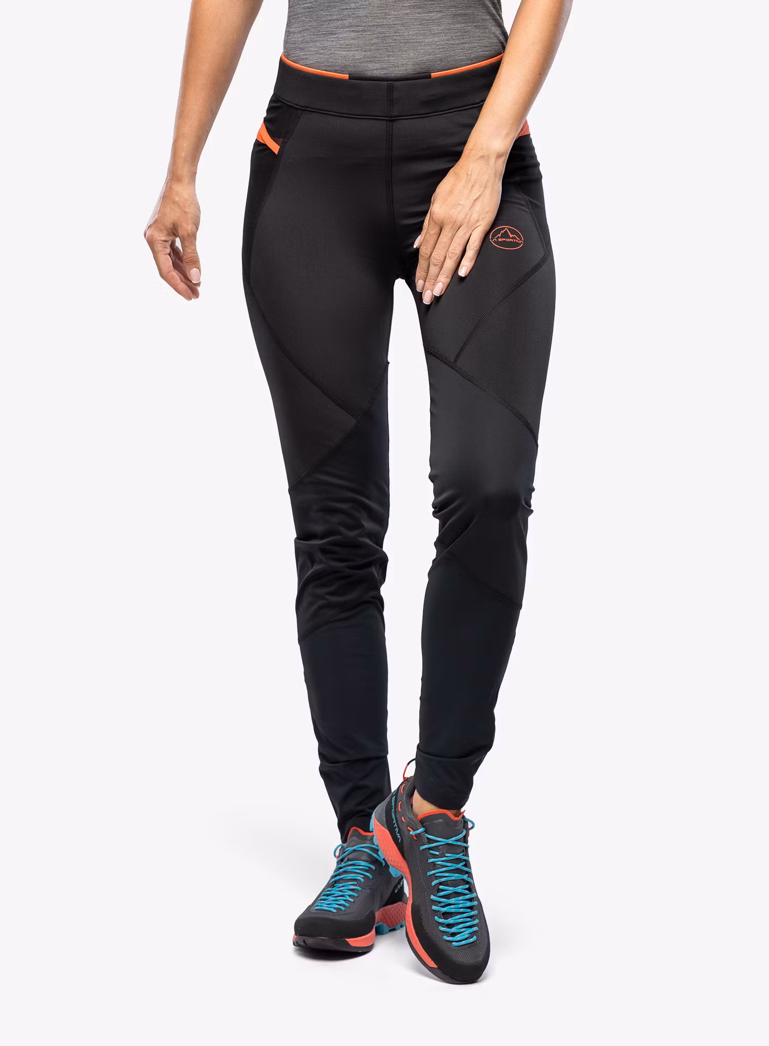 Ženske tekaške pajkice La Sportiva Primal Pant - black/cherry tomato
