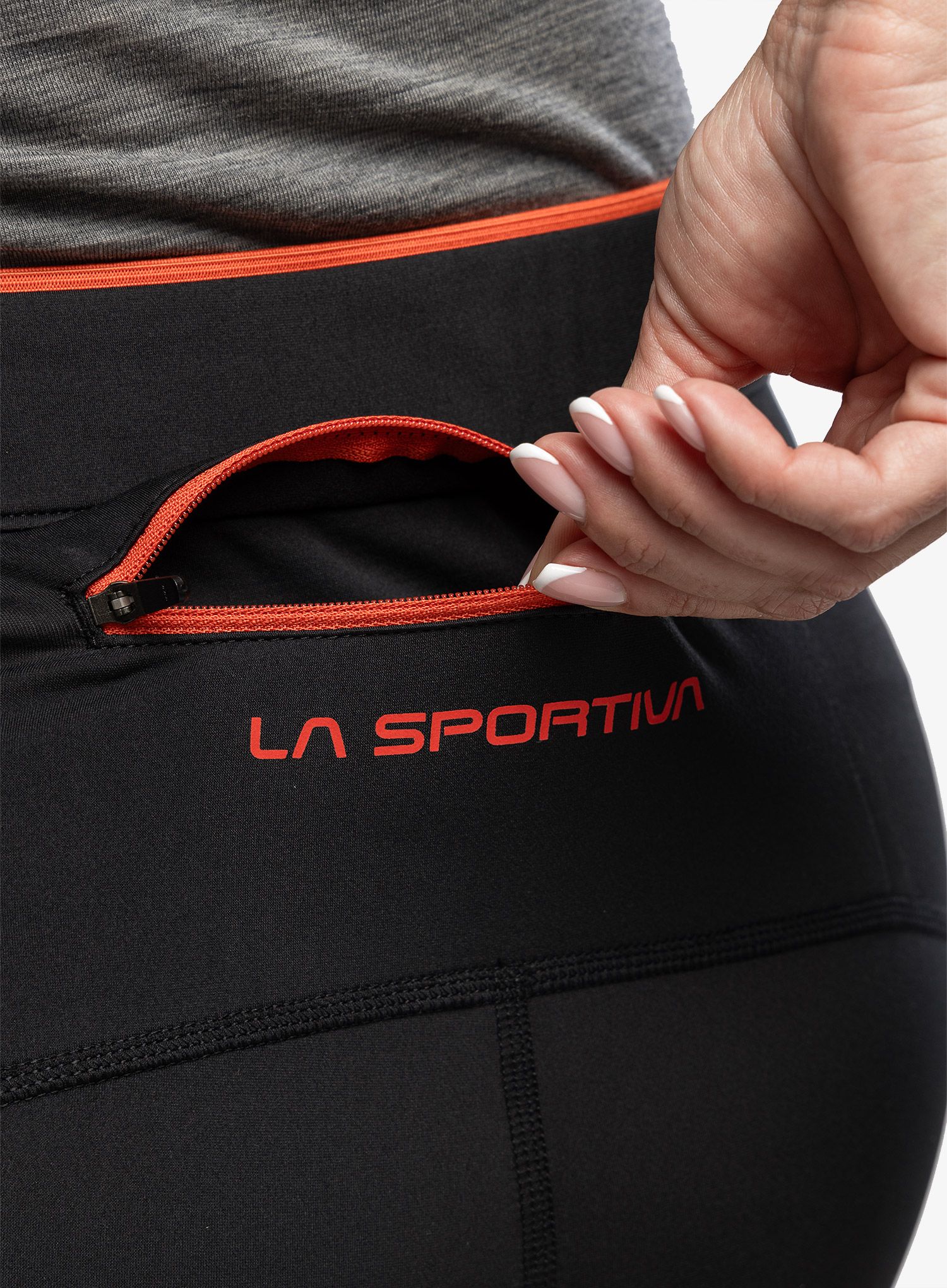 Ženske tekaške pajkice La Sportiva Primal Pant - black/cherry tomato