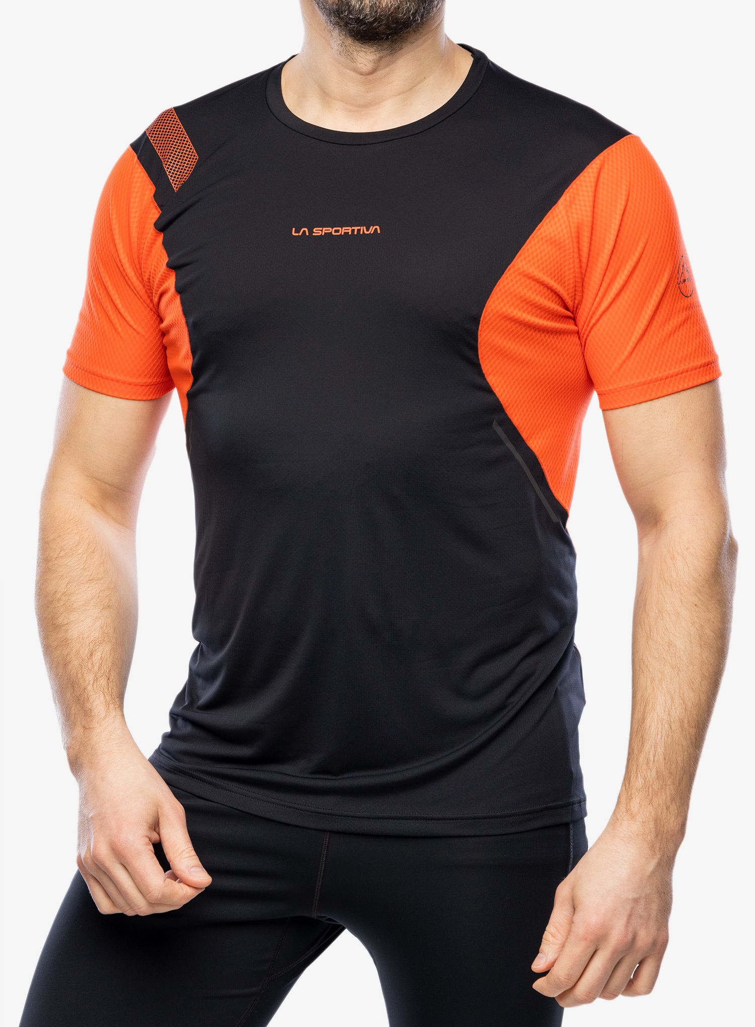 Majica za tek La Sportiva Resolute T-Shirt - black/cherry tomato