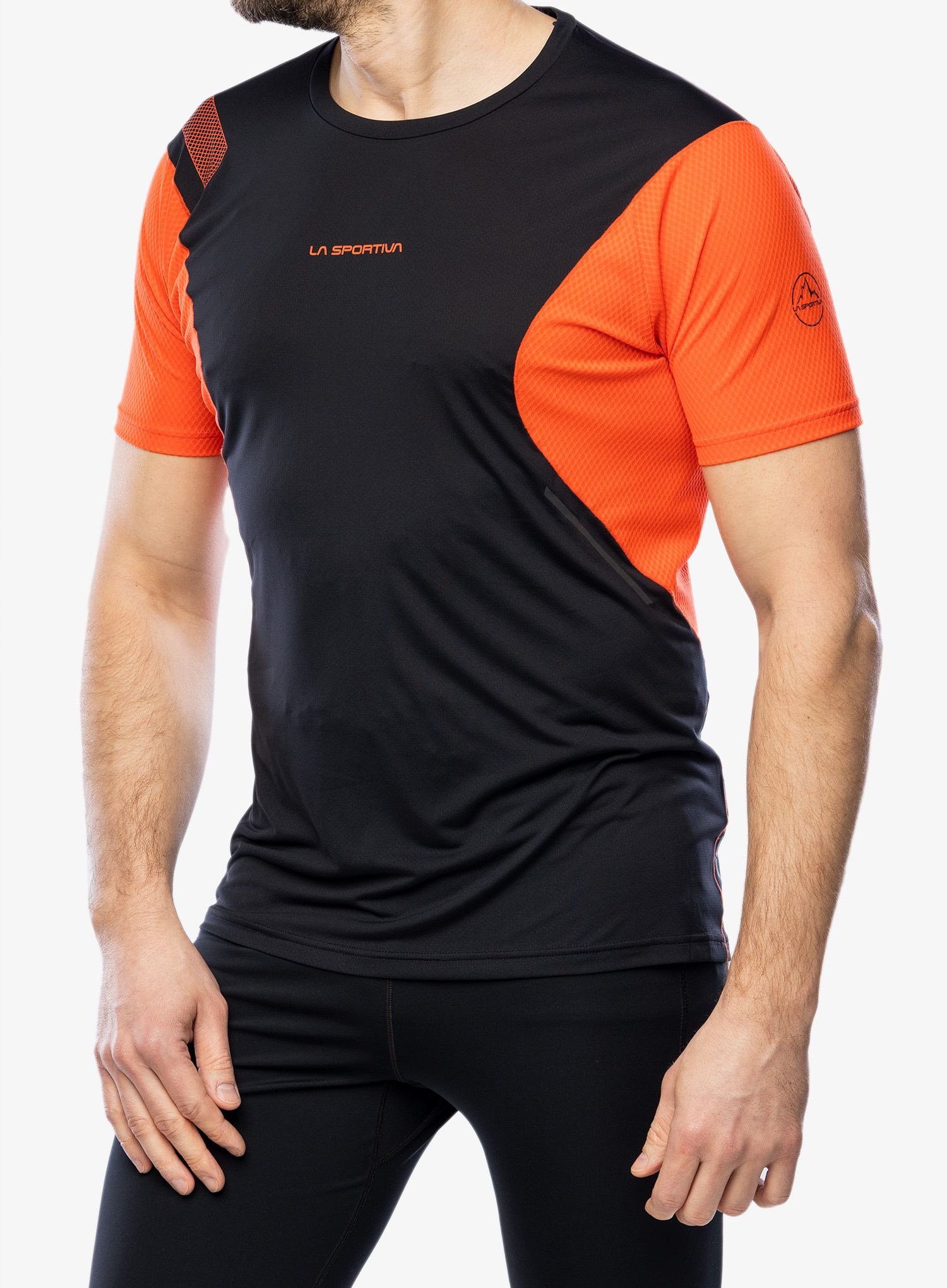 Majica za tek La Sportiva Resolute T-Shirt - black/cherry tomato