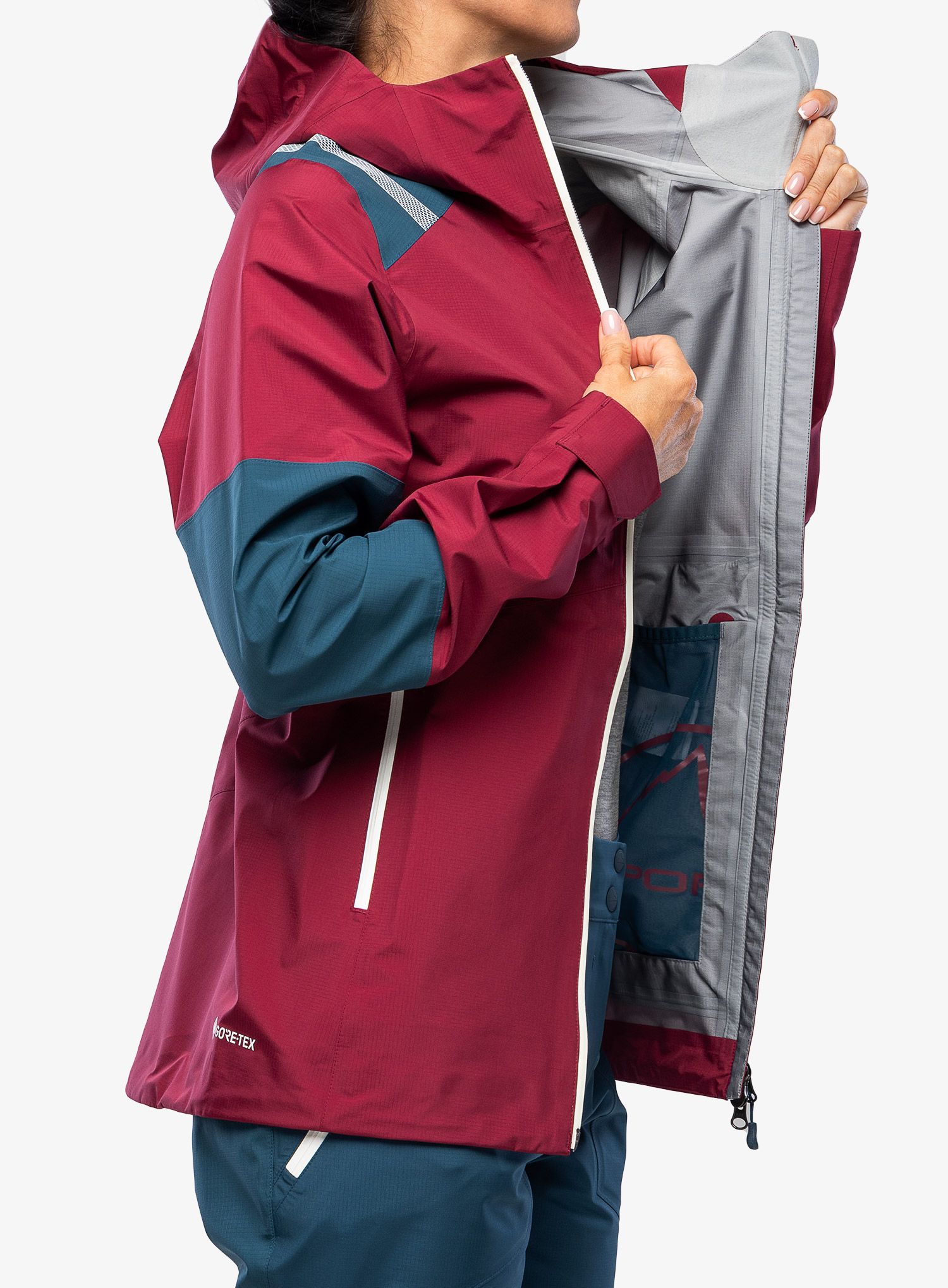 Ženska hardshell jakna La Sportiva Roseg GTX Jacket - red plum/storm blue