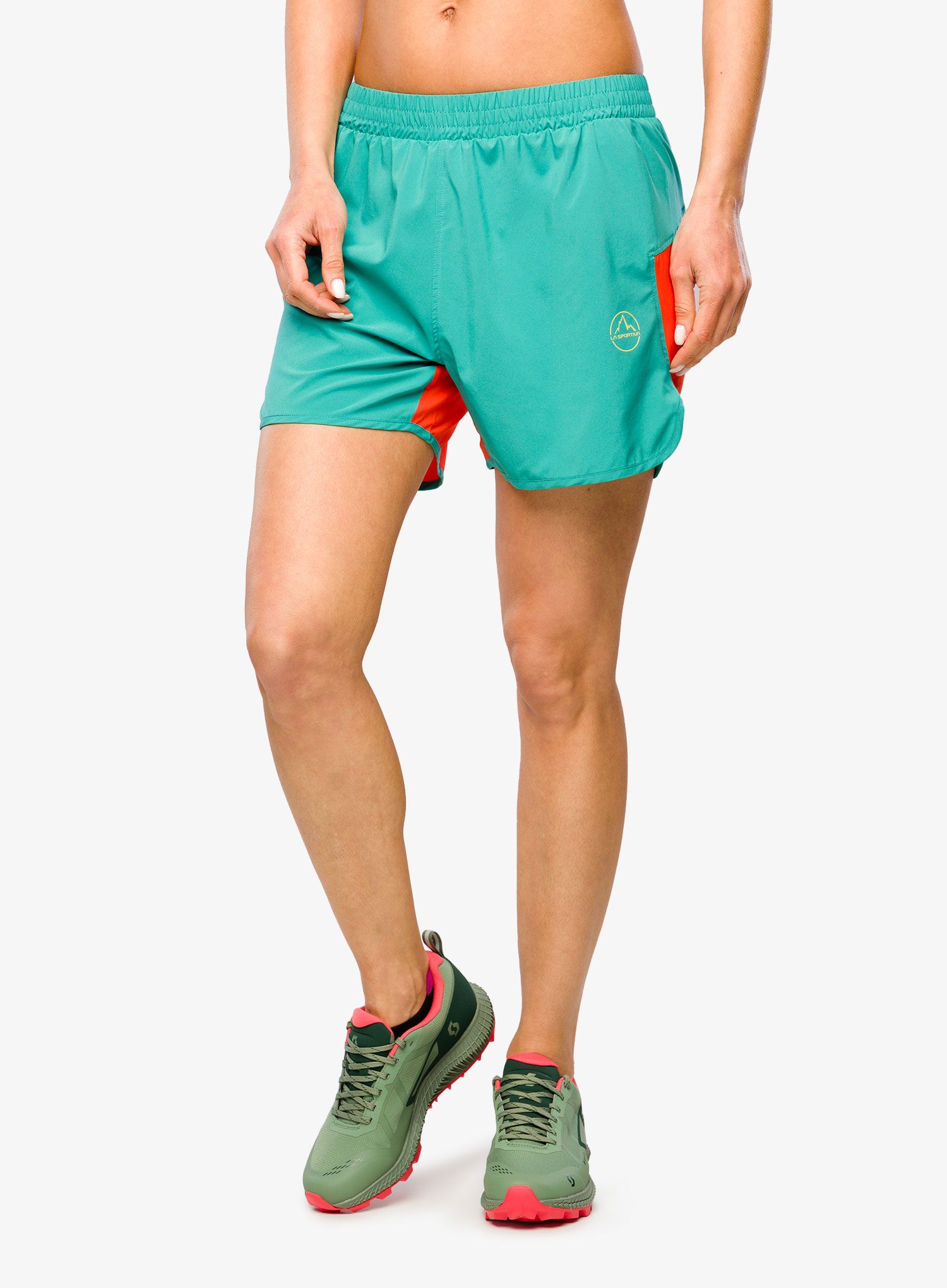 Ženske tekaške kratke hlače La Sportiva Sudden Short  - lagoon/cherry tomato