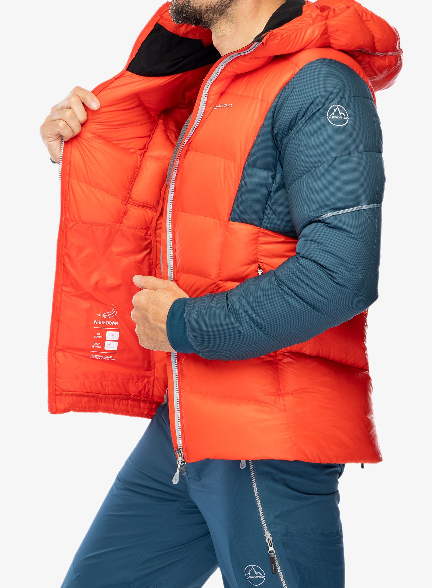 Puhovka La Sportiva Supercouloir 1000 Down Jacket - poppy/storm blue