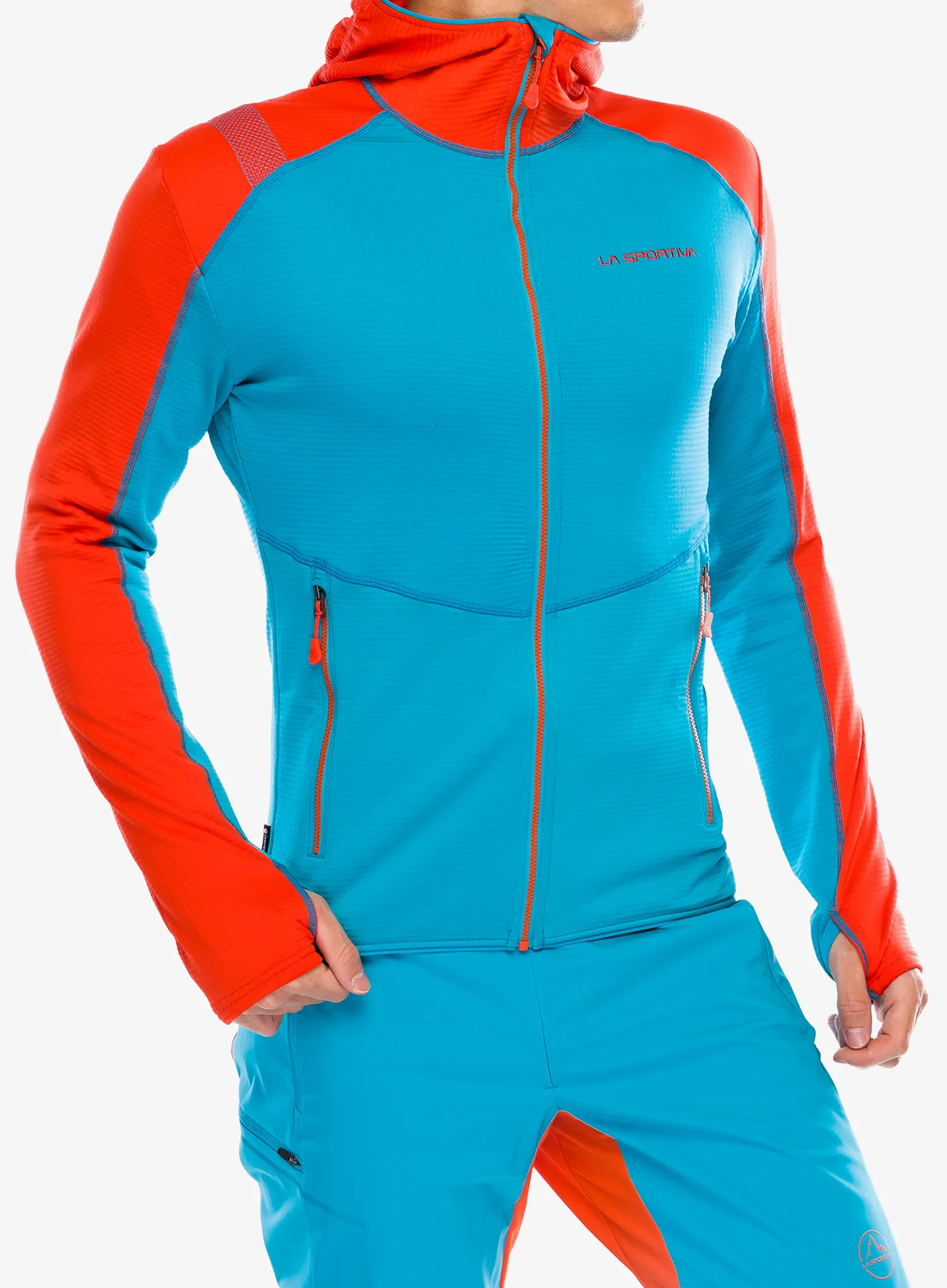 Jopica s kapuco La Sportiva Upendo Hoody - tropic blue/cherry tomato