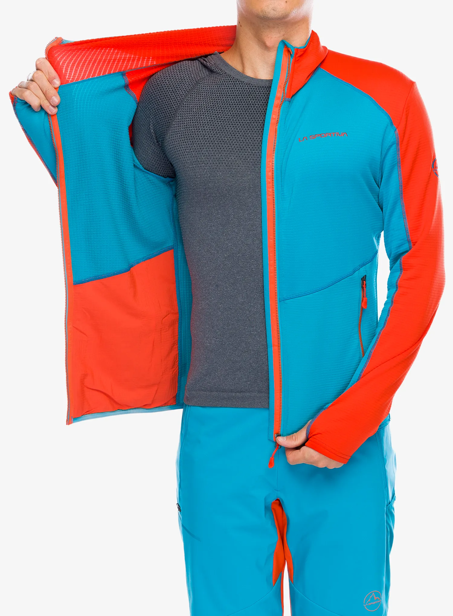 Jopica s kapuco La Sportiva Upendo Hoody - tropic blue/cherry tomato