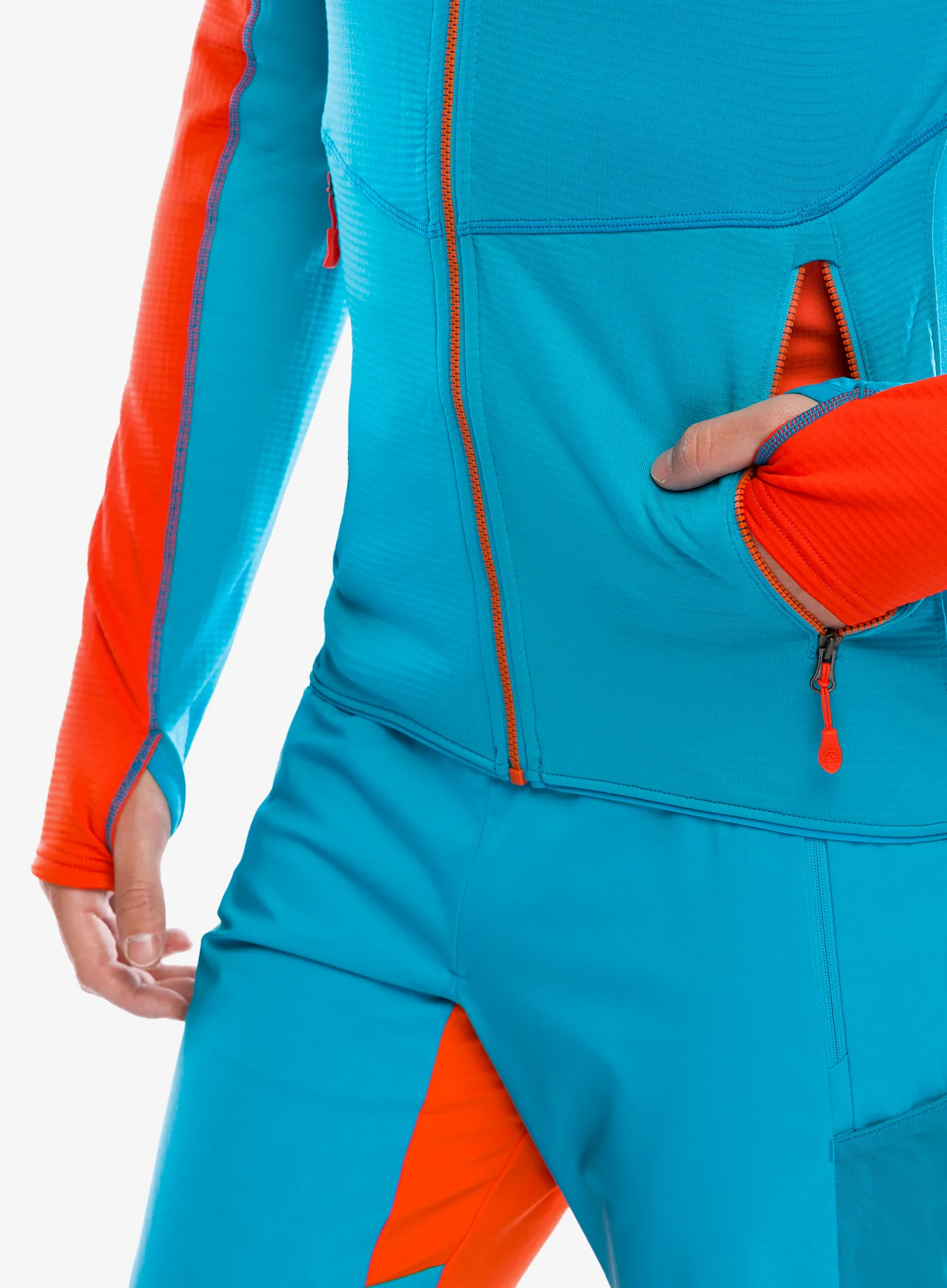 Jopica s kapuco La Sportiva Upendo Hoody - tropic blue/cherry tomato