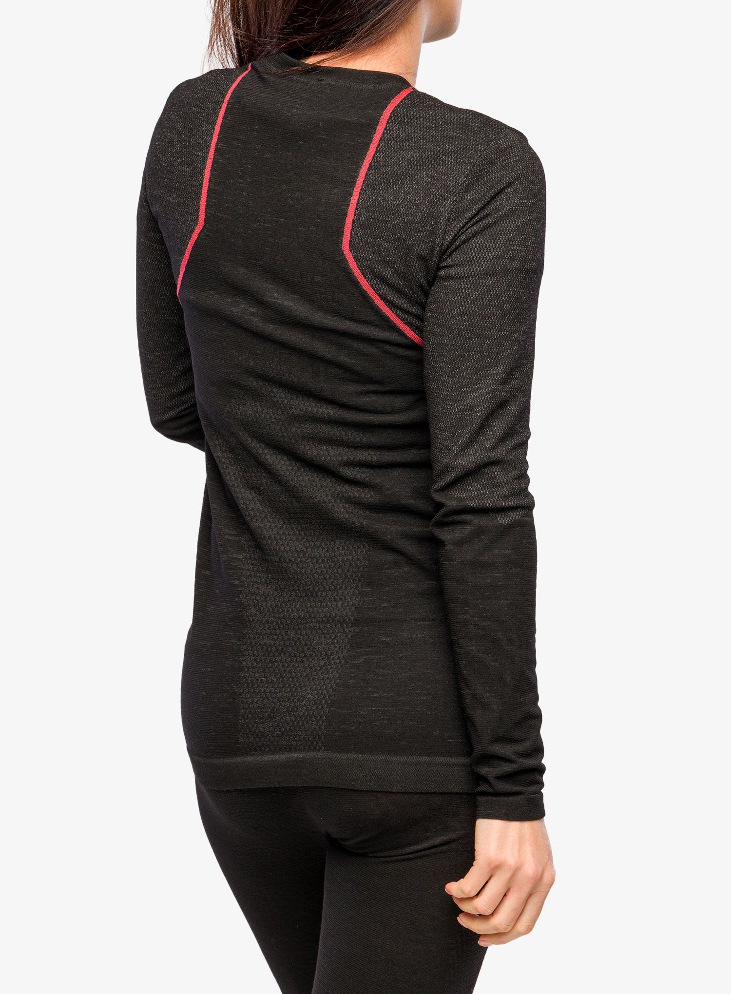 Ženska termo flis jopa La Sportiva Wool40 Aero Longsleeve - black/hibiscus