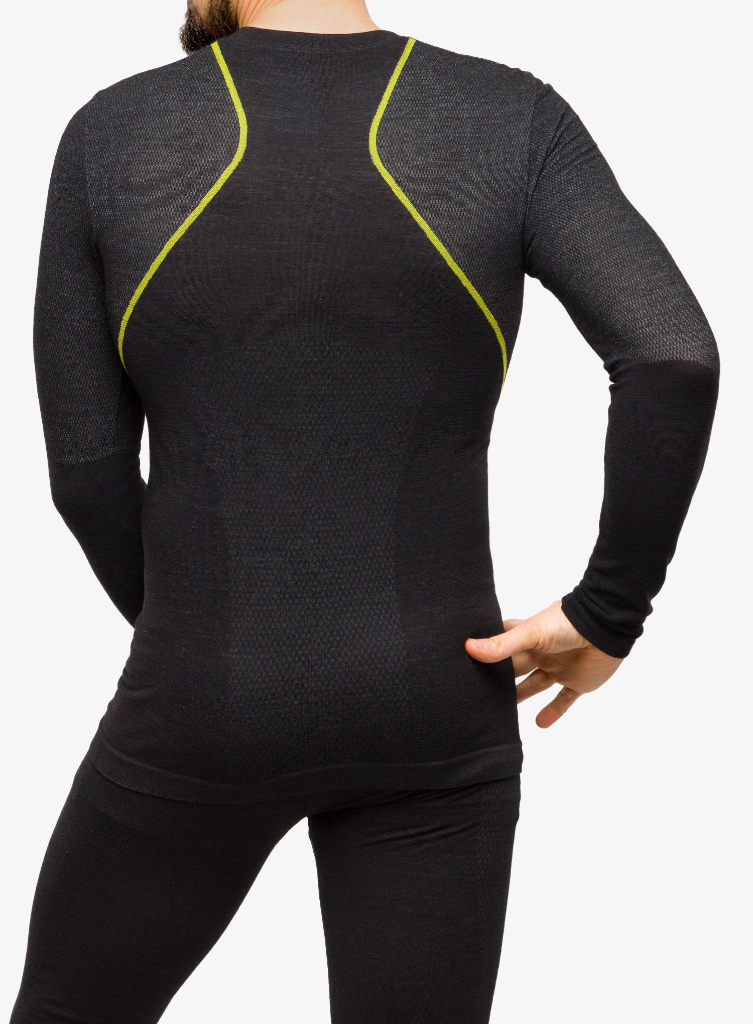 Termo flis jopa La Sportiva Wool40 Aero Longsleeve - black/yellow