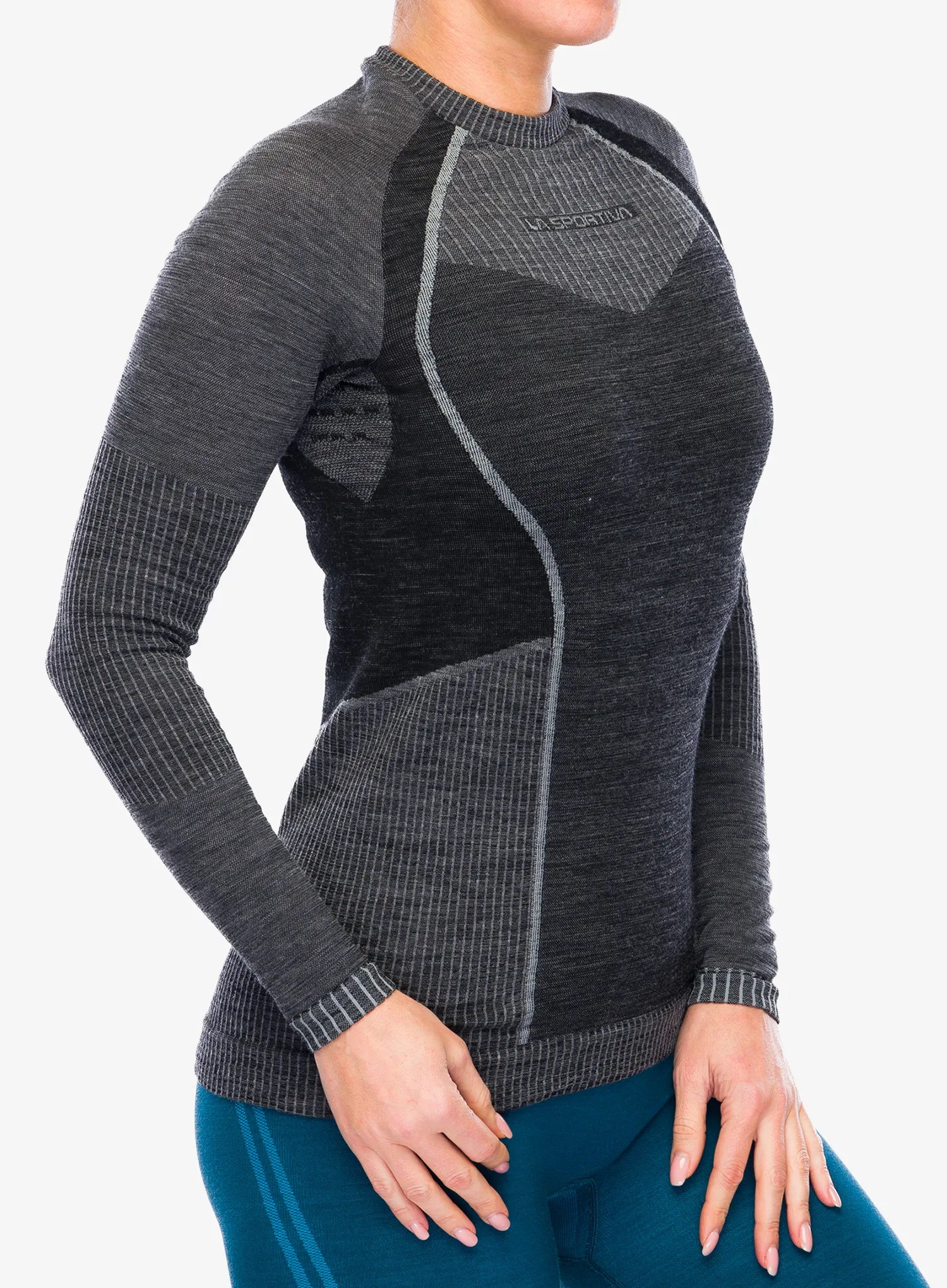 Ženska termo flis jopa La Sportiva Wool70 Tech Longsleeve - carbon/cloud