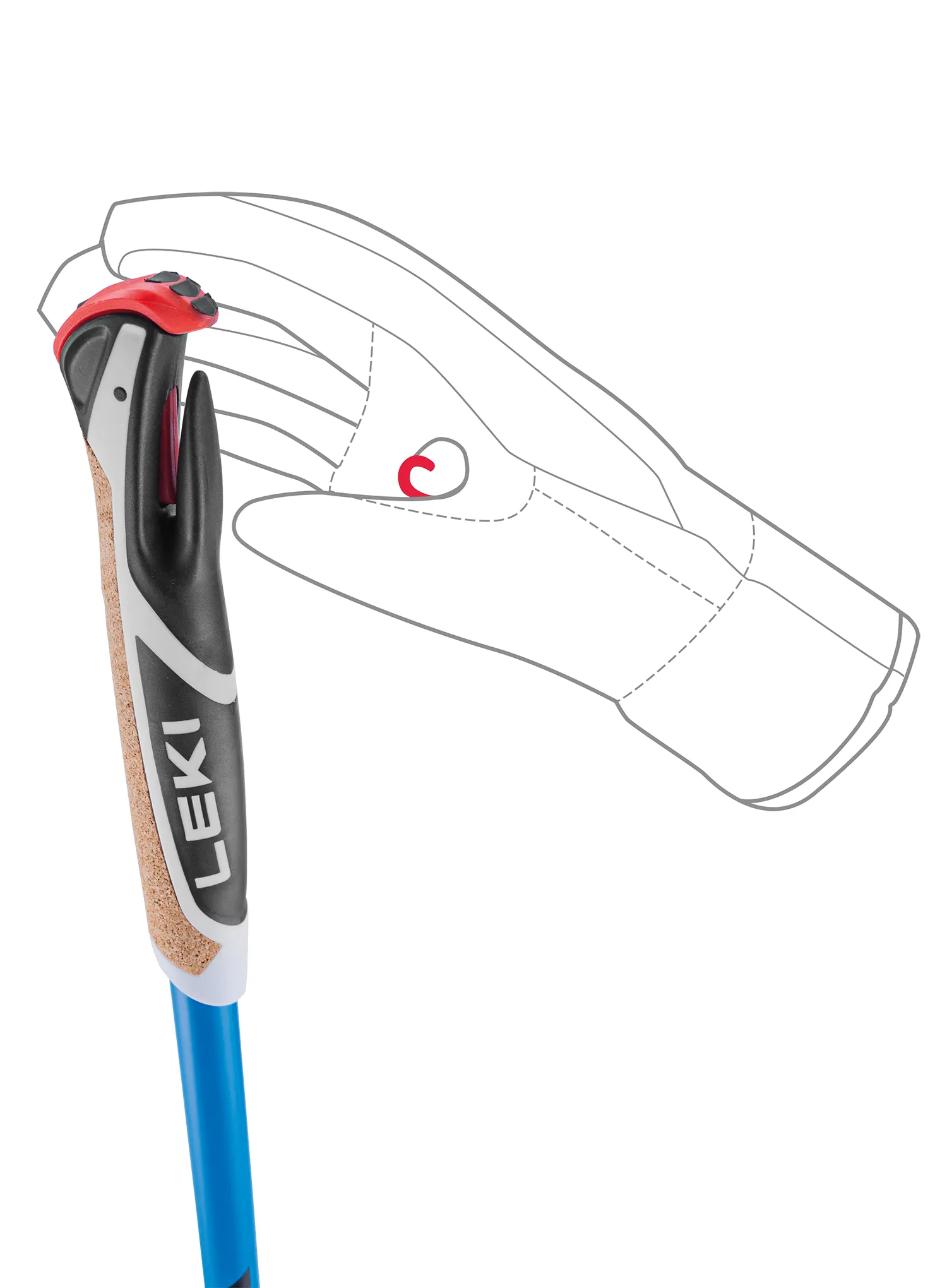 Smučarske palice za tek na smučeh Leki CC 450 - brightblue/black/white