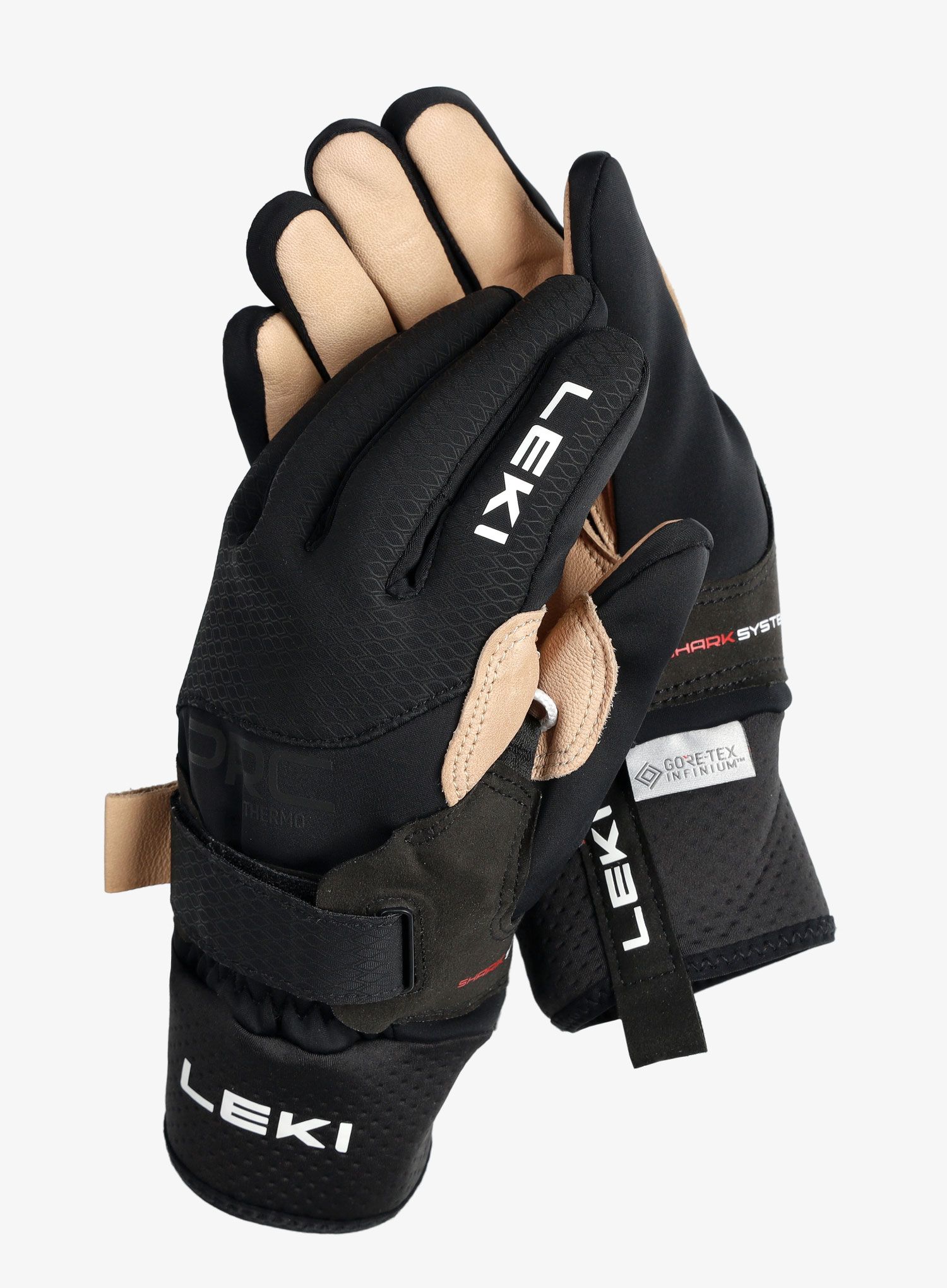 Smučarske rokavice Leki PRC Premium ThermoPlus Shark - black/sand