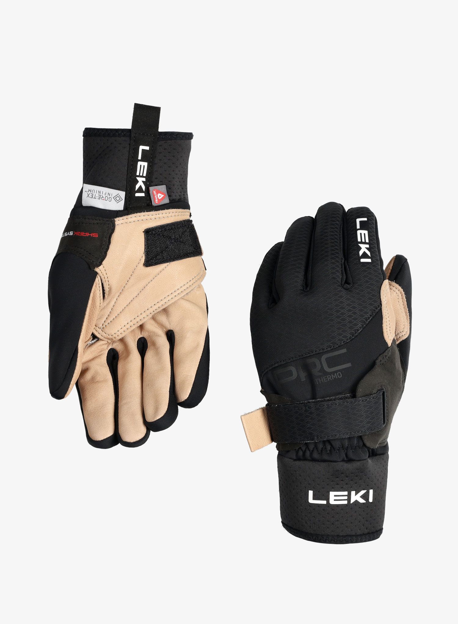 Smučarske rokavice Leki PRC Premium ThermoPlus Shark - black/sand