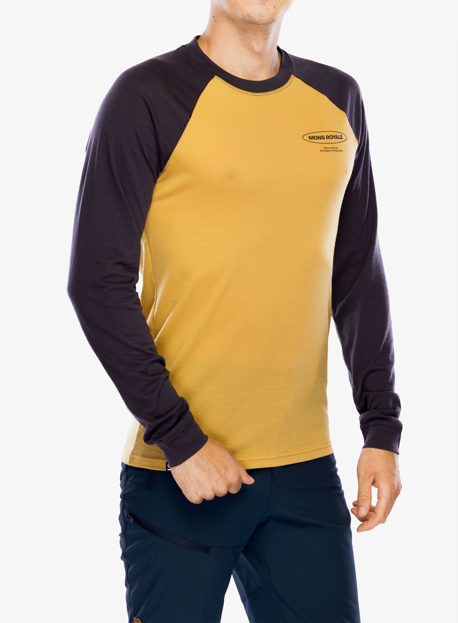 Majica z dolgimi rokavi Mons Royale Icon Raglan - shale/honey