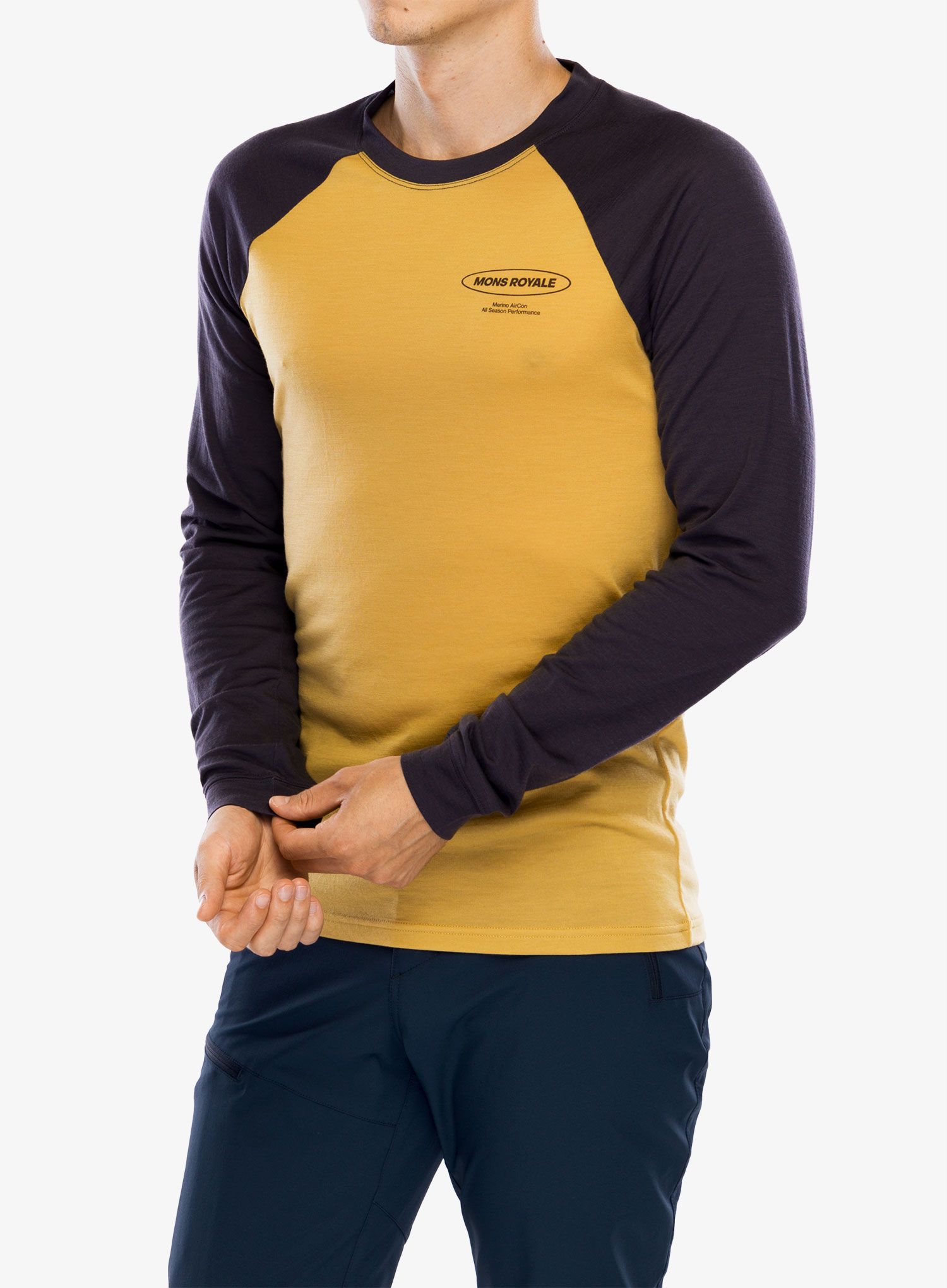 Majica z dolgimi rokavi Mons Royale Icon Raglan - shale/honey