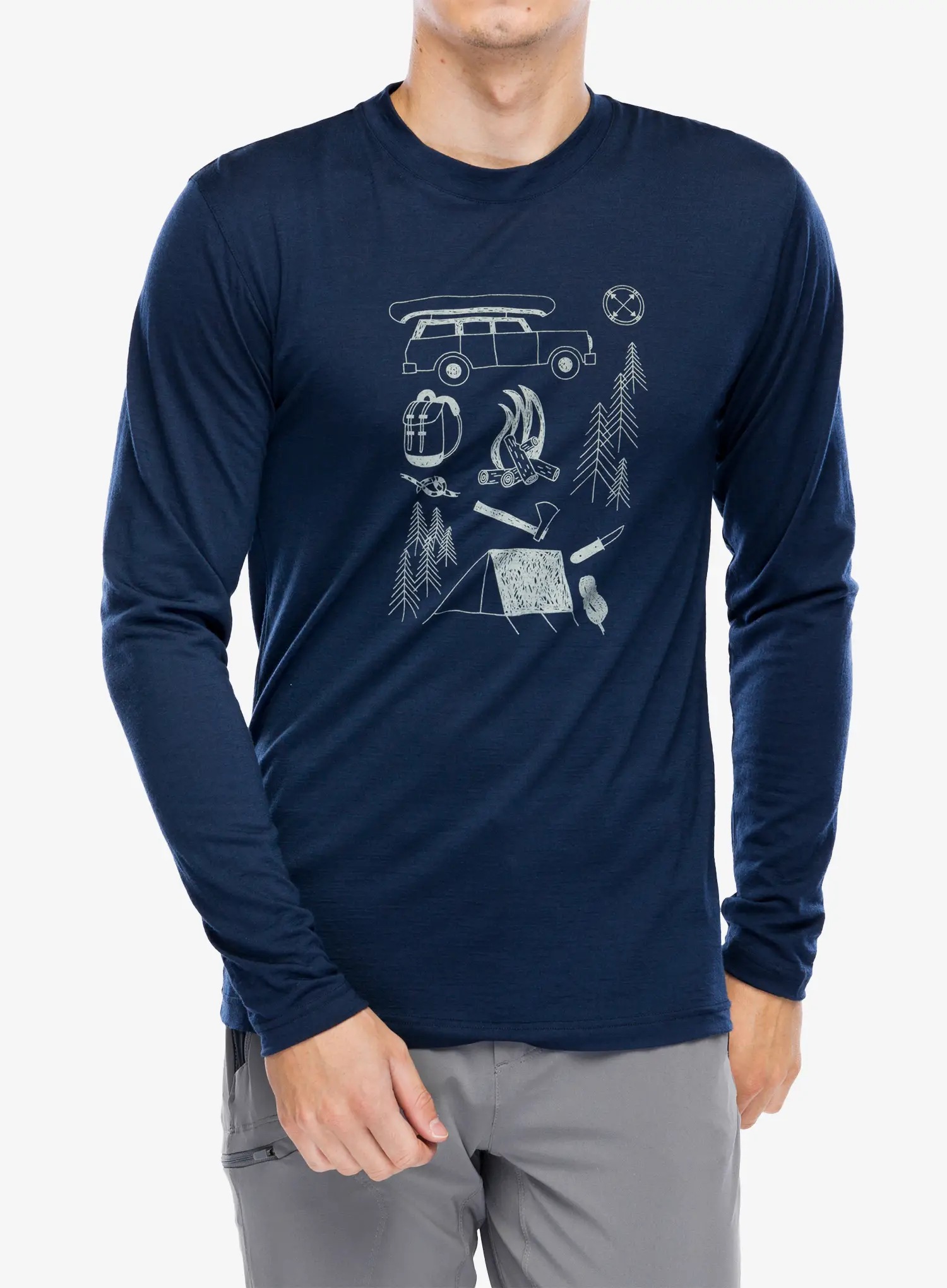 Majica z dolgimi rokavi Sensor Merino Active Outside Tee LS - deep blue
