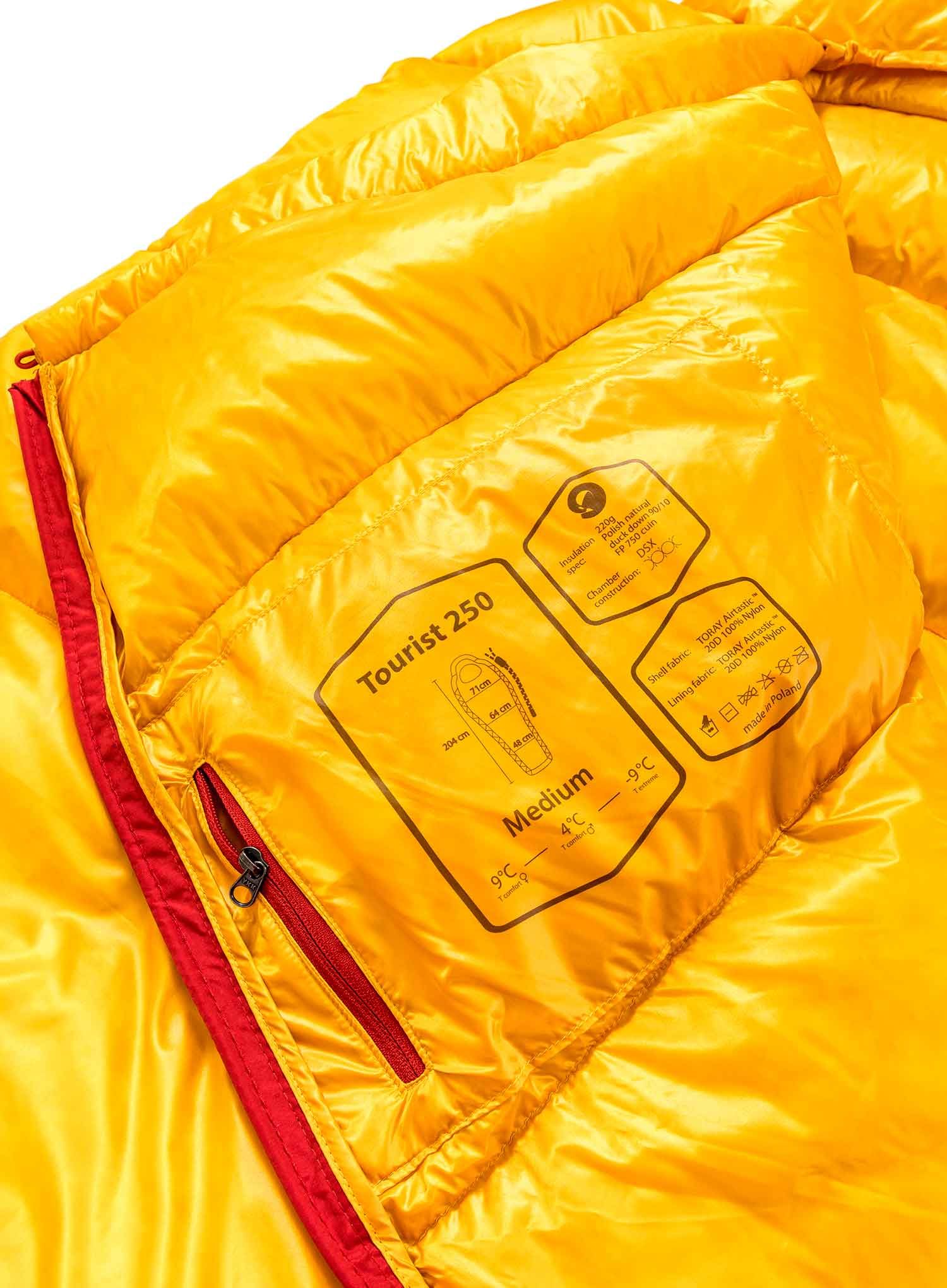 Spalna vreča Małachowski Tourist 250 L LZ (188 cm) - yellow